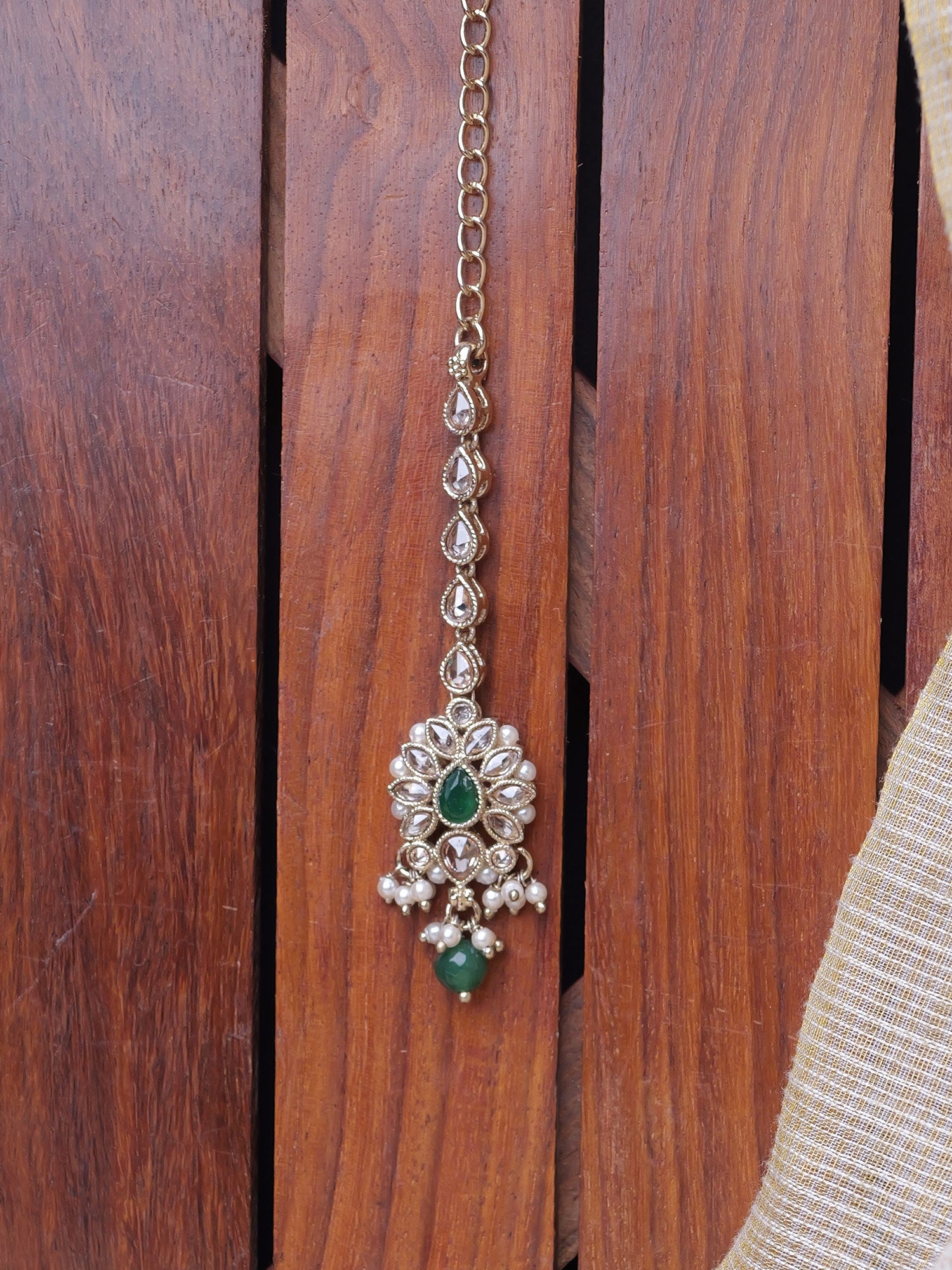 Arohi Maang Tikka in Green