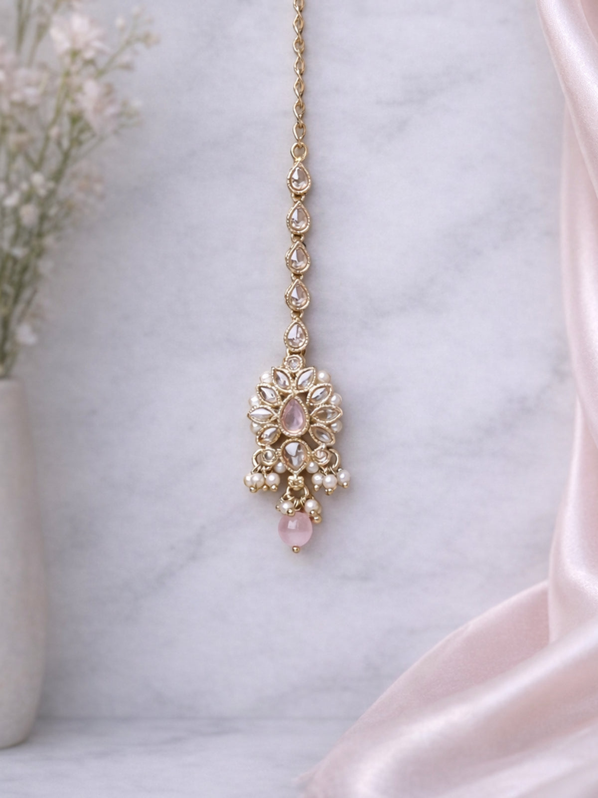 Arohi Maang Tikka in Light Pink 