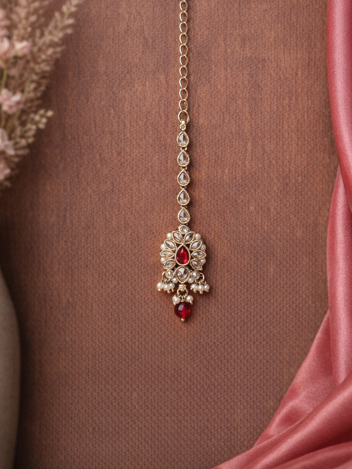 Arohi Maang Tikka in Maroon