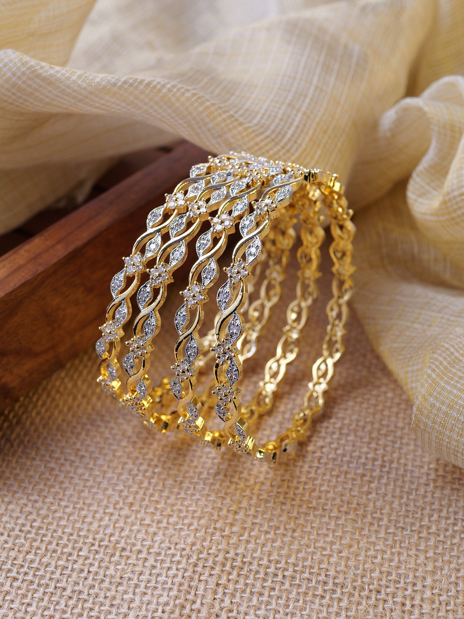 Arya Cubic Zirconia Bangles in White