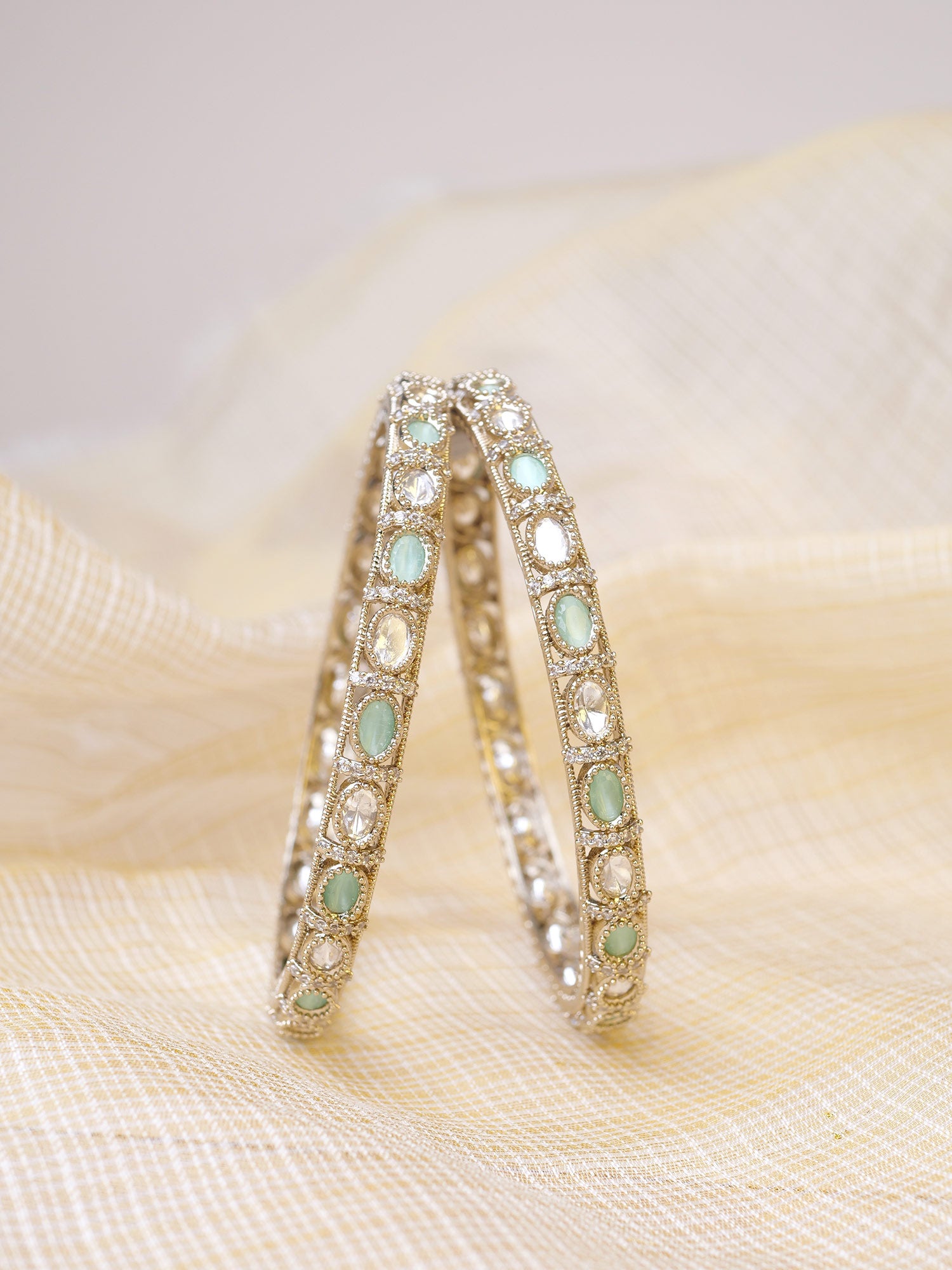 Arzina Kada Bangles in Mint