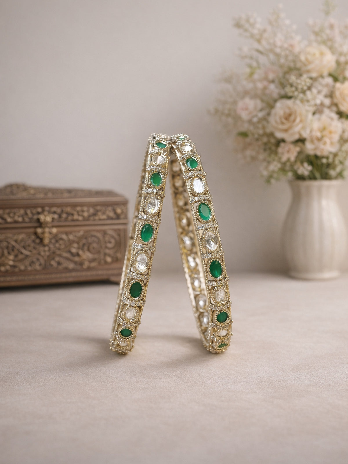 Arzina Kada Bangles in Green 