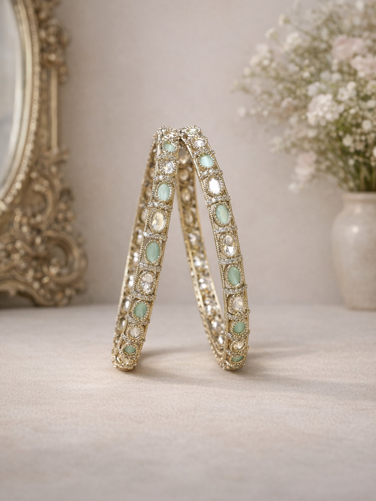 Arzina Kada Bangles in Mint