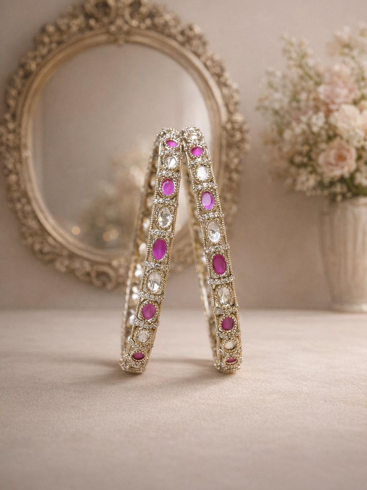 Arzina Kada Bangles in Ruby