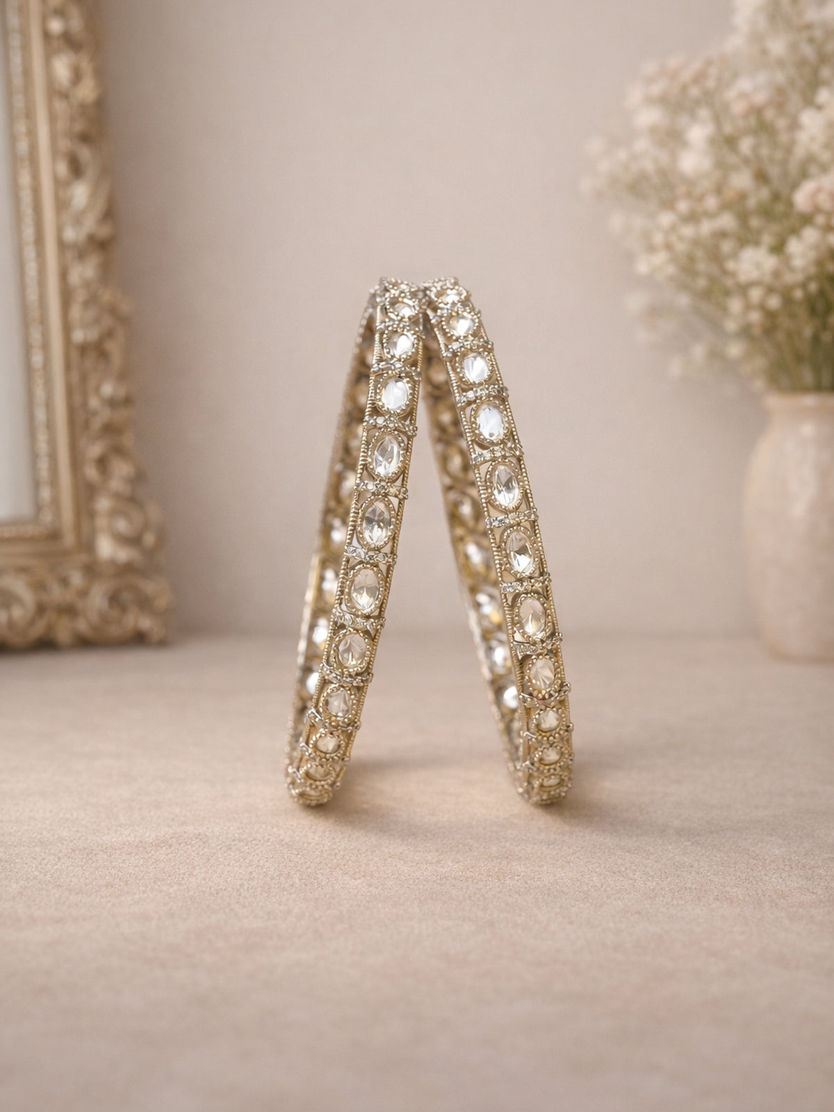 Arzina Kada Bangles in White