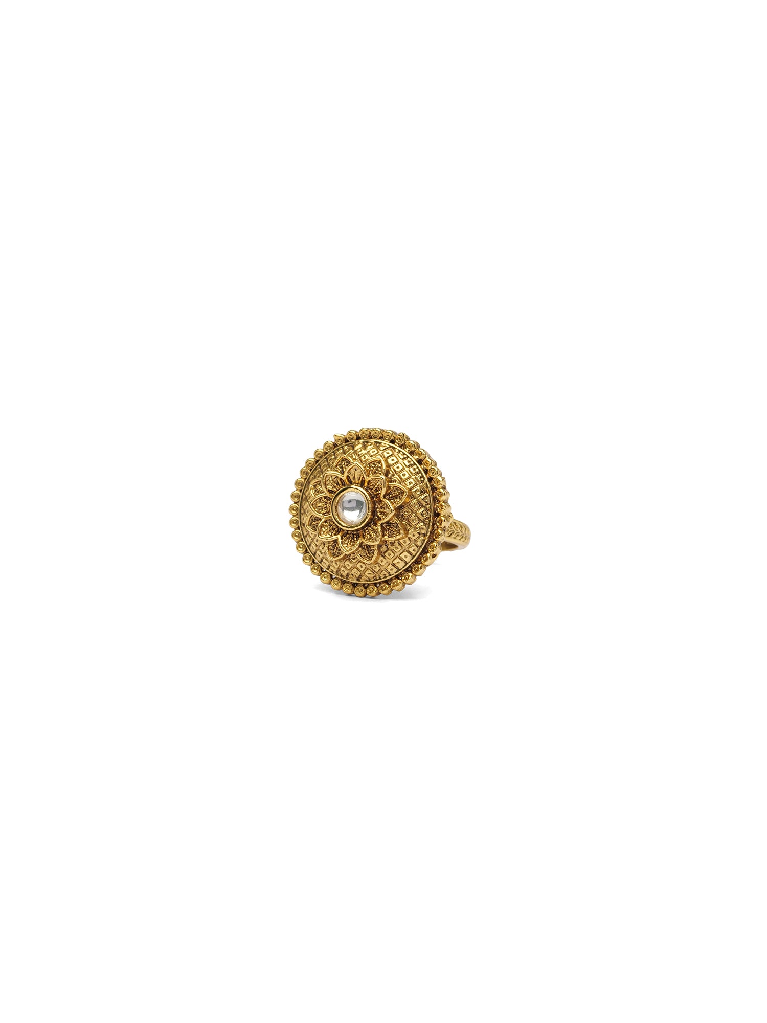 Asha Kundan Ring in White
