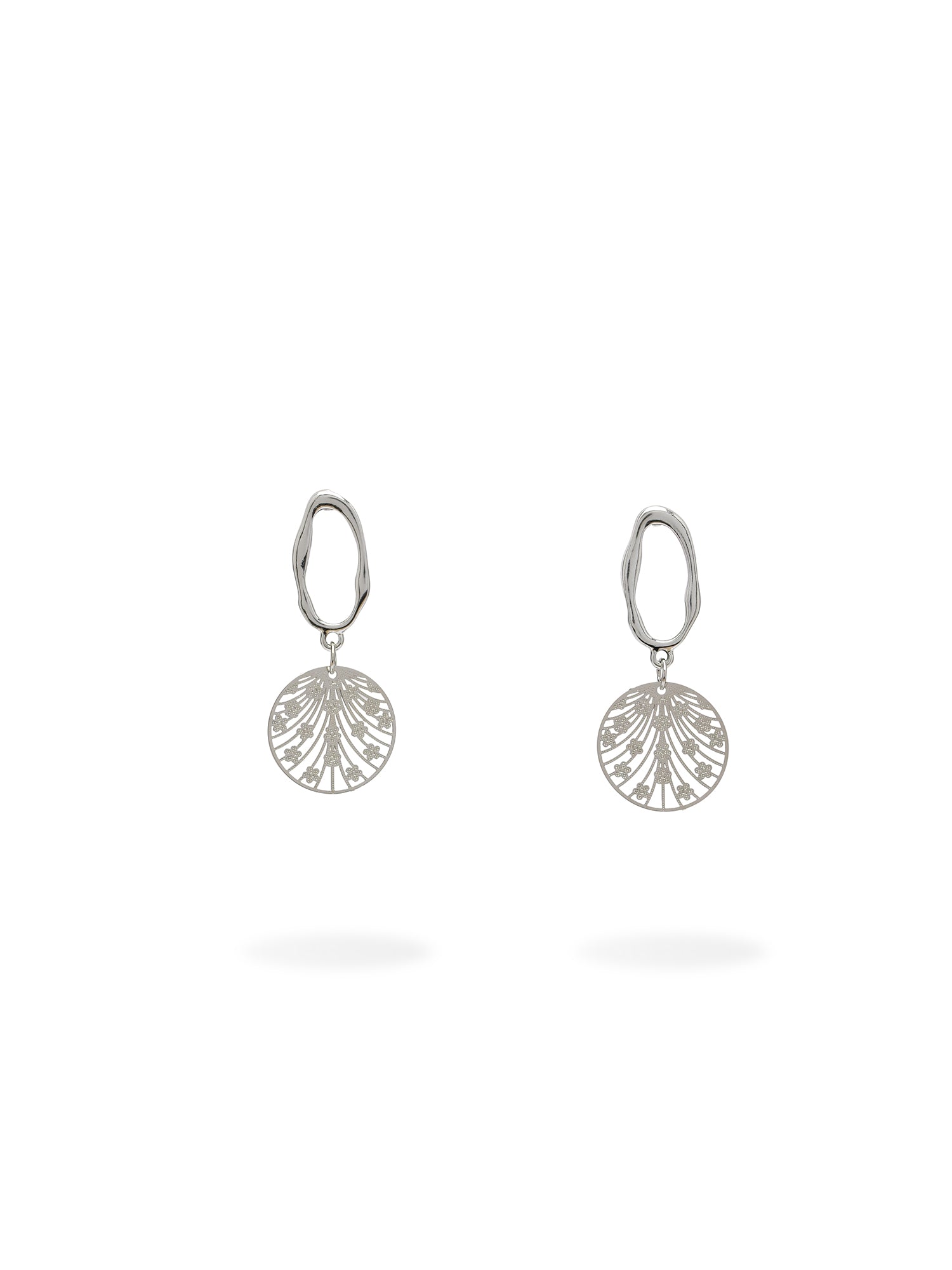 Ava Floral Drop Earrings in Rhodium