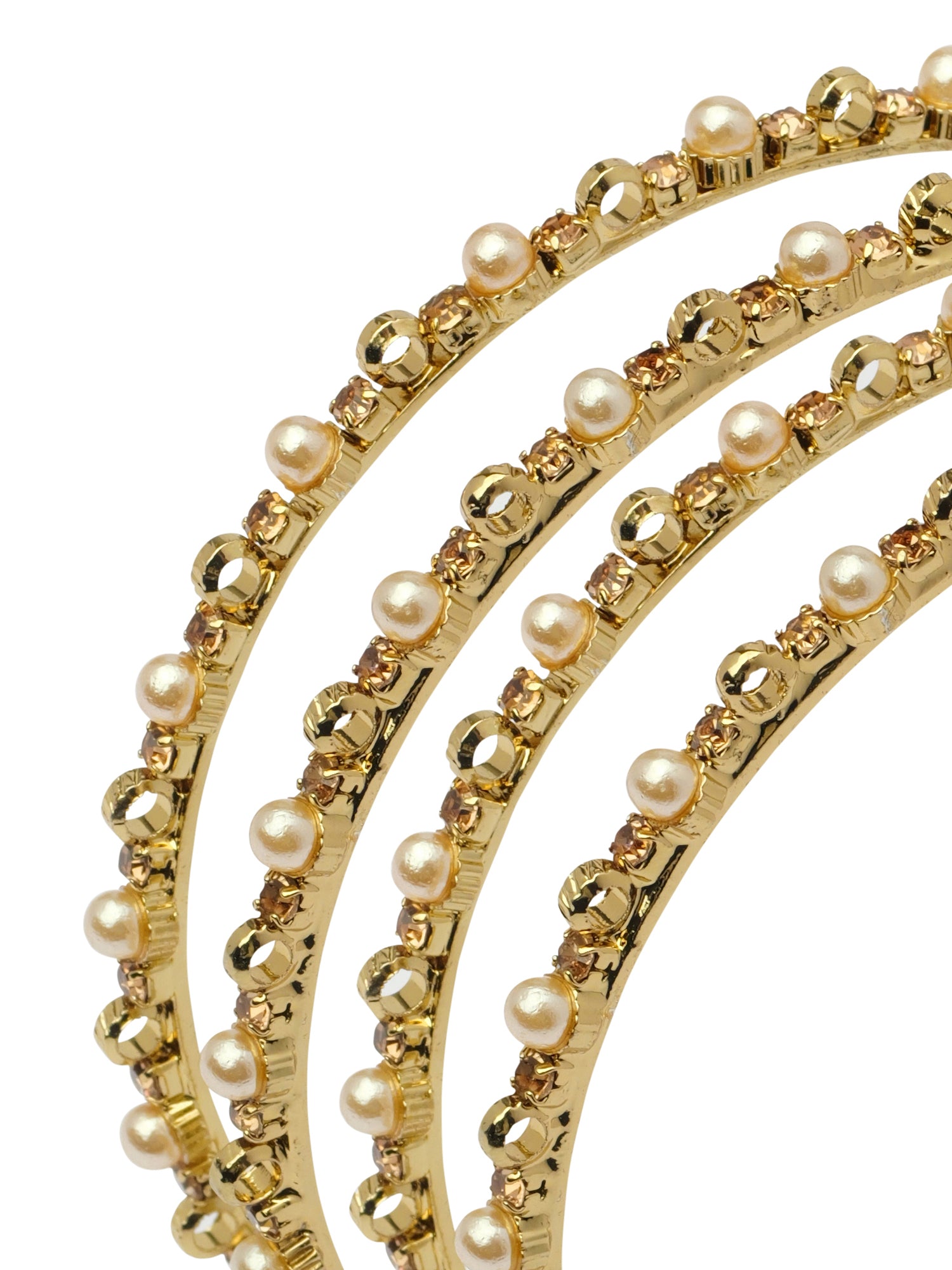 Avanti Pearl Diamante Bangles in Champagne