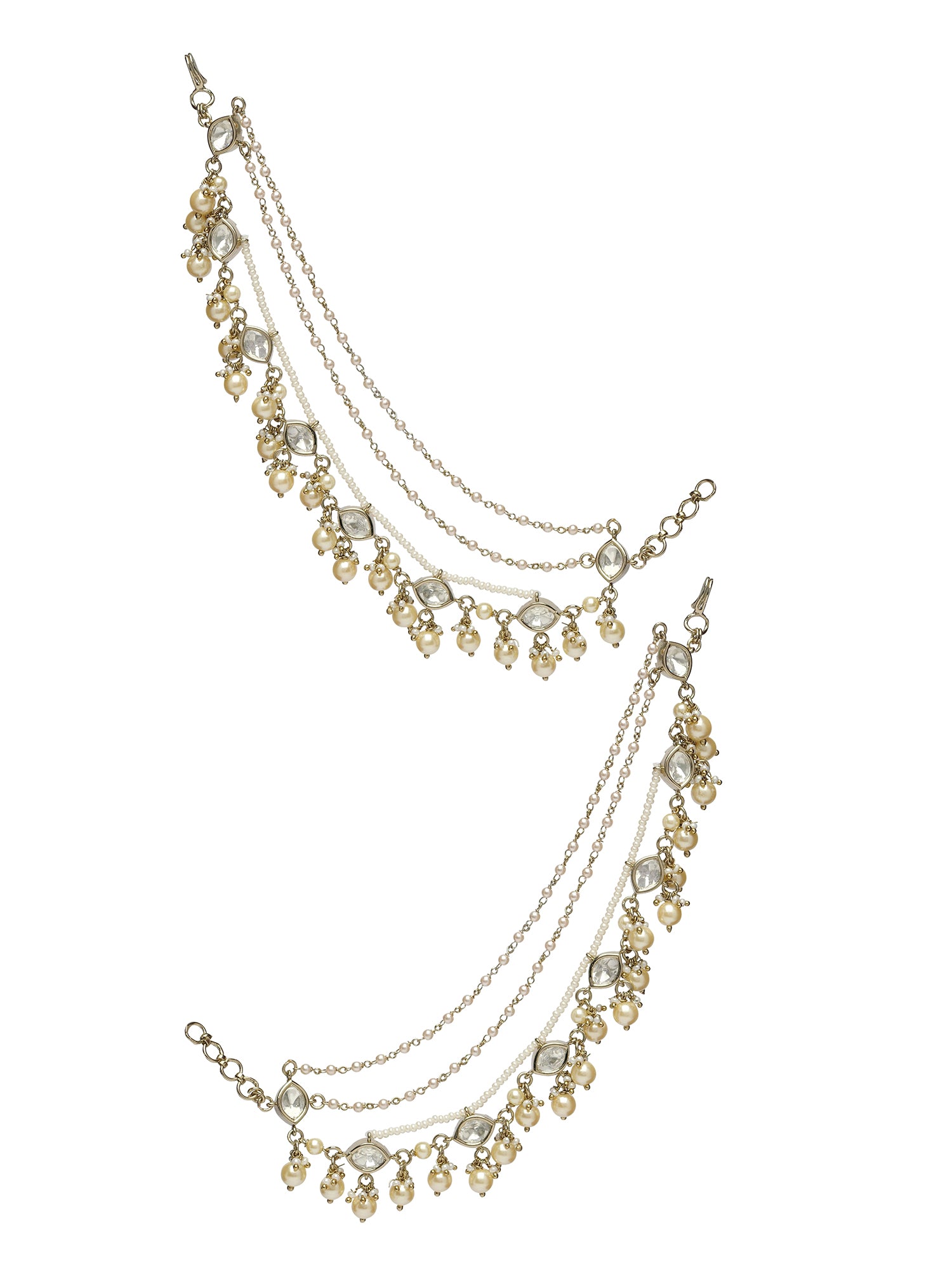 Avina Kundan Ear Chains in Antique Gold