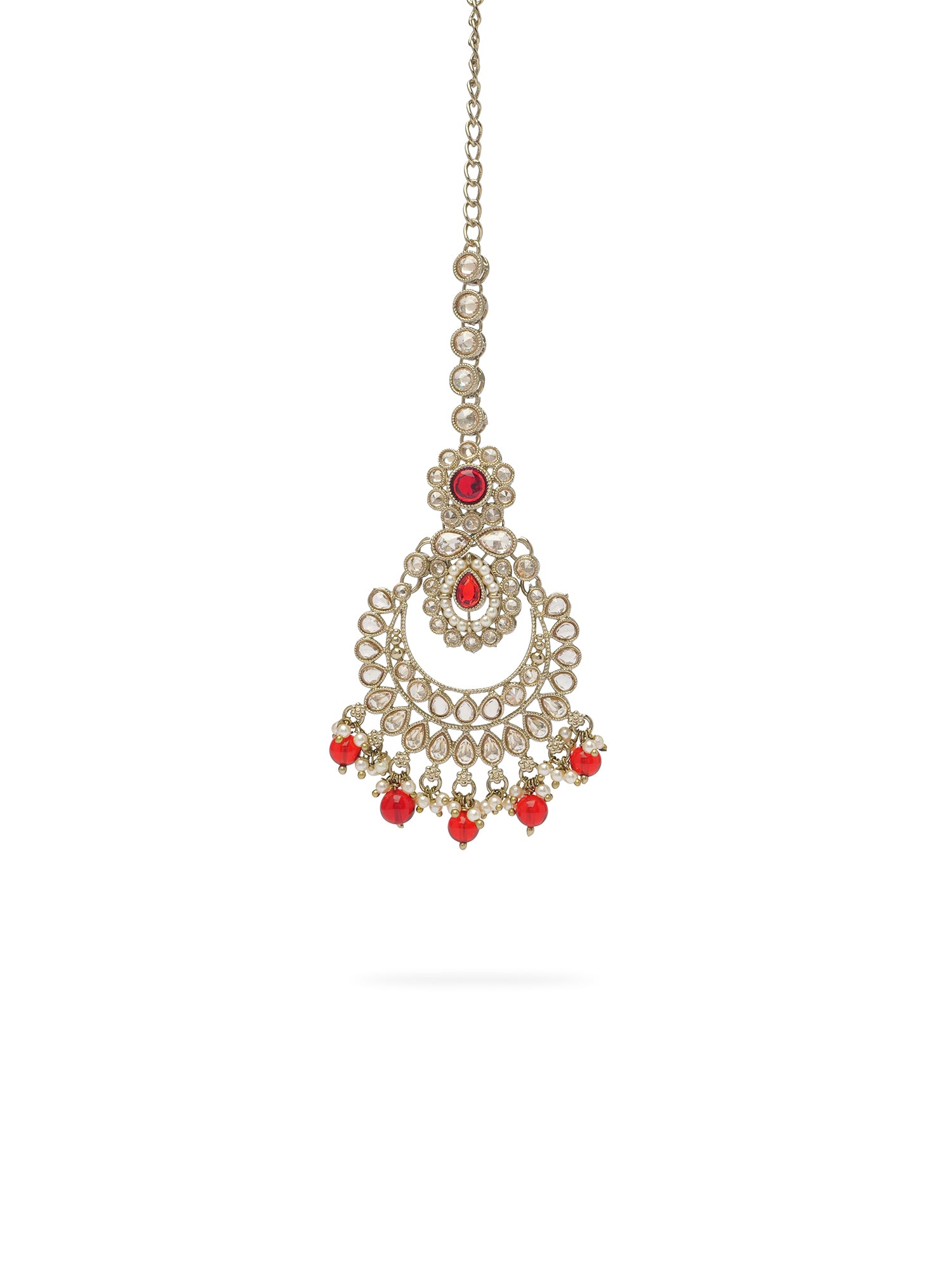 Avira Pearl Necklace Set in Maroon