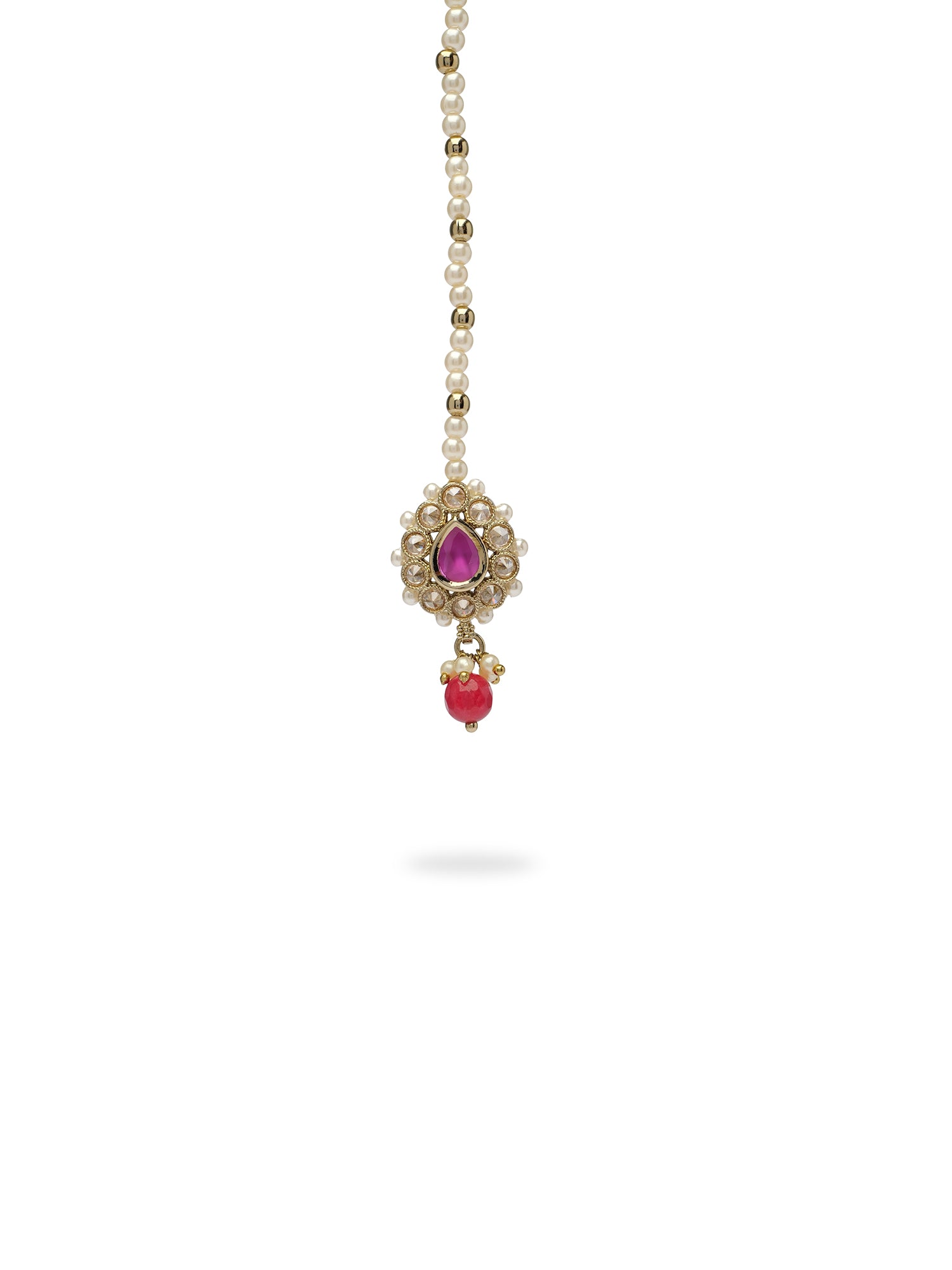 Avisha Simple Necklace Set in Ruby