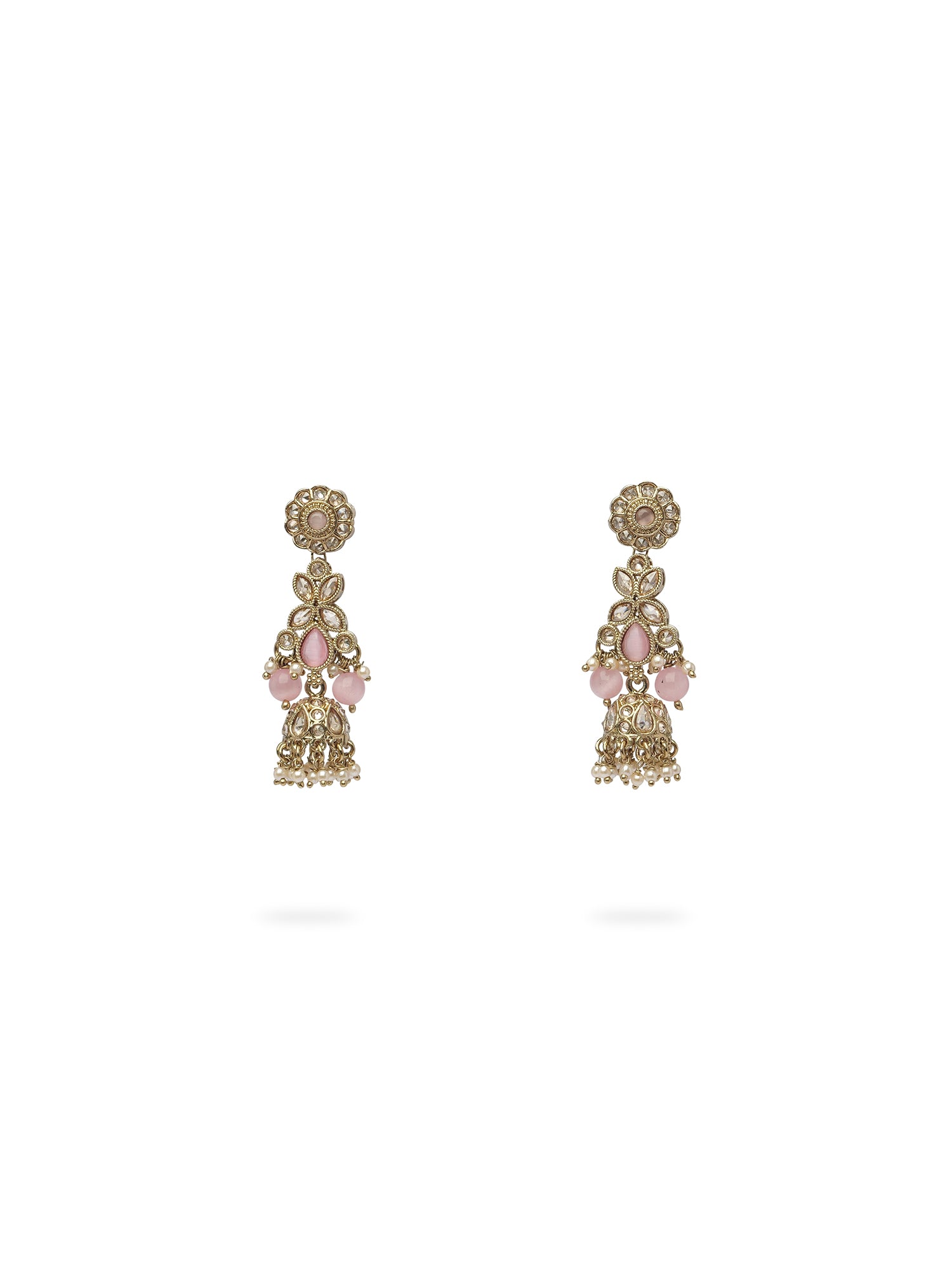 Ayushi Jhumka Earrings in Light Pink