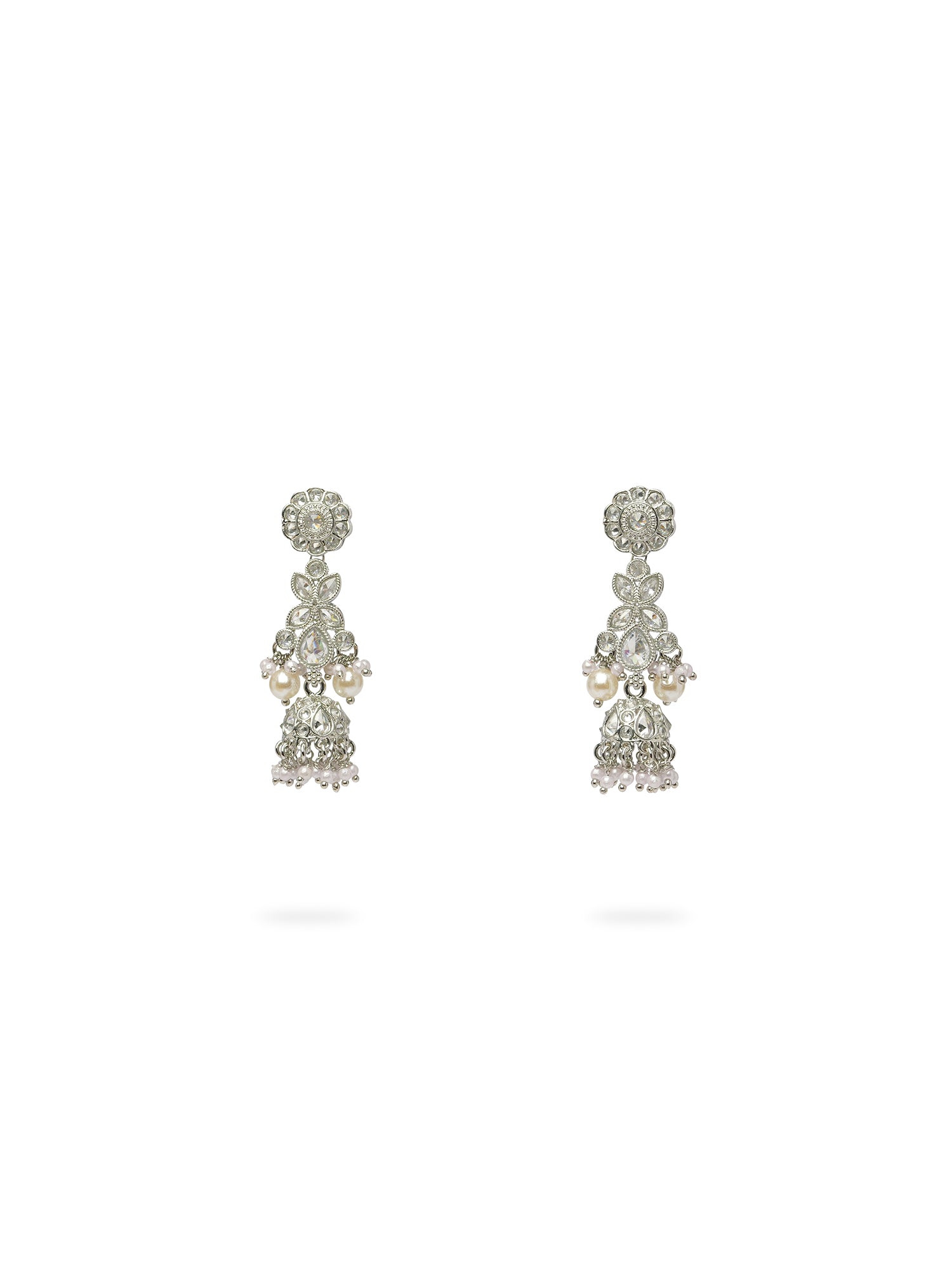 Ayushi Jhumka Earrings in Rhodium