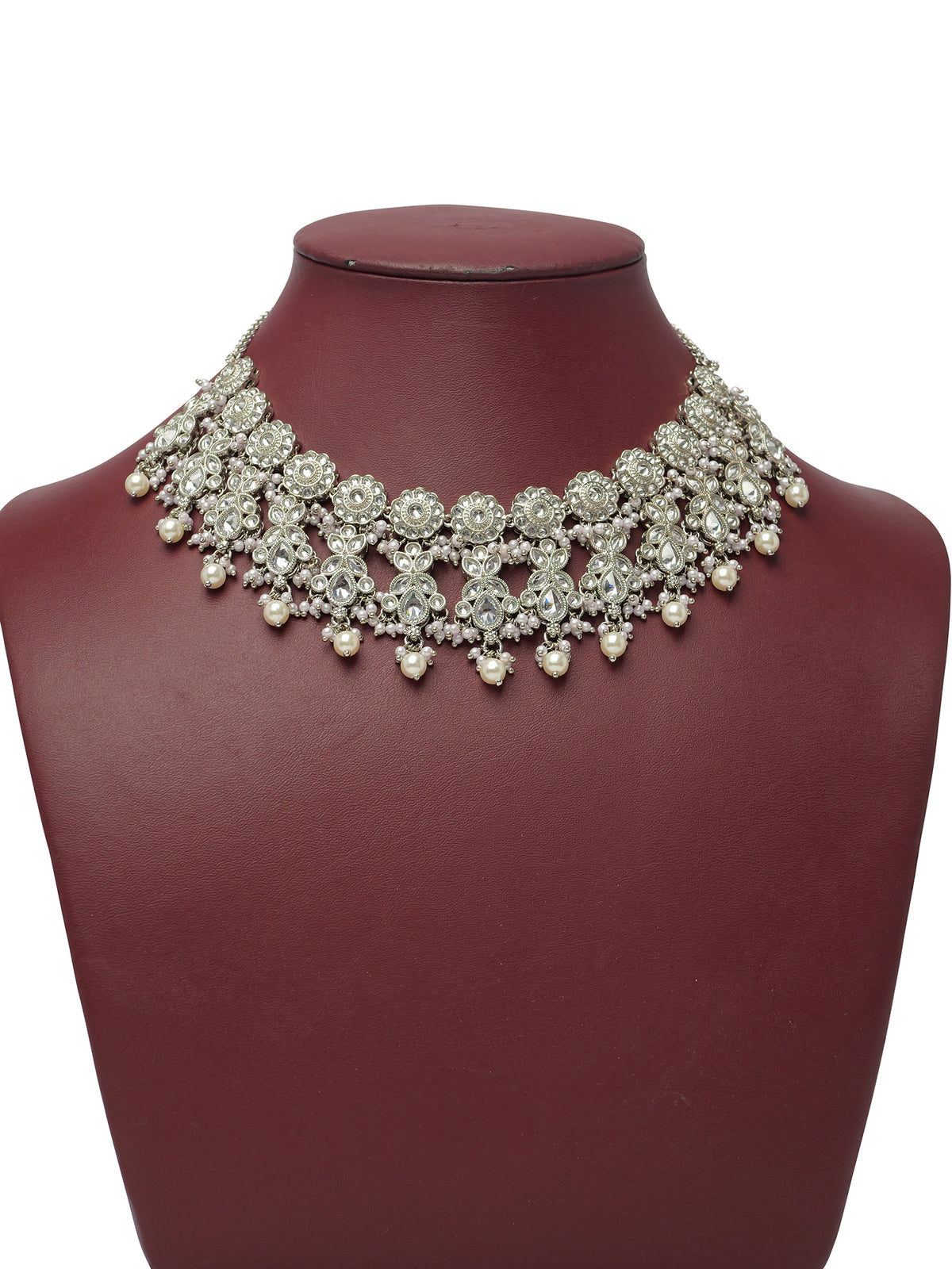 Ayushi Necklace Set in Rhodium