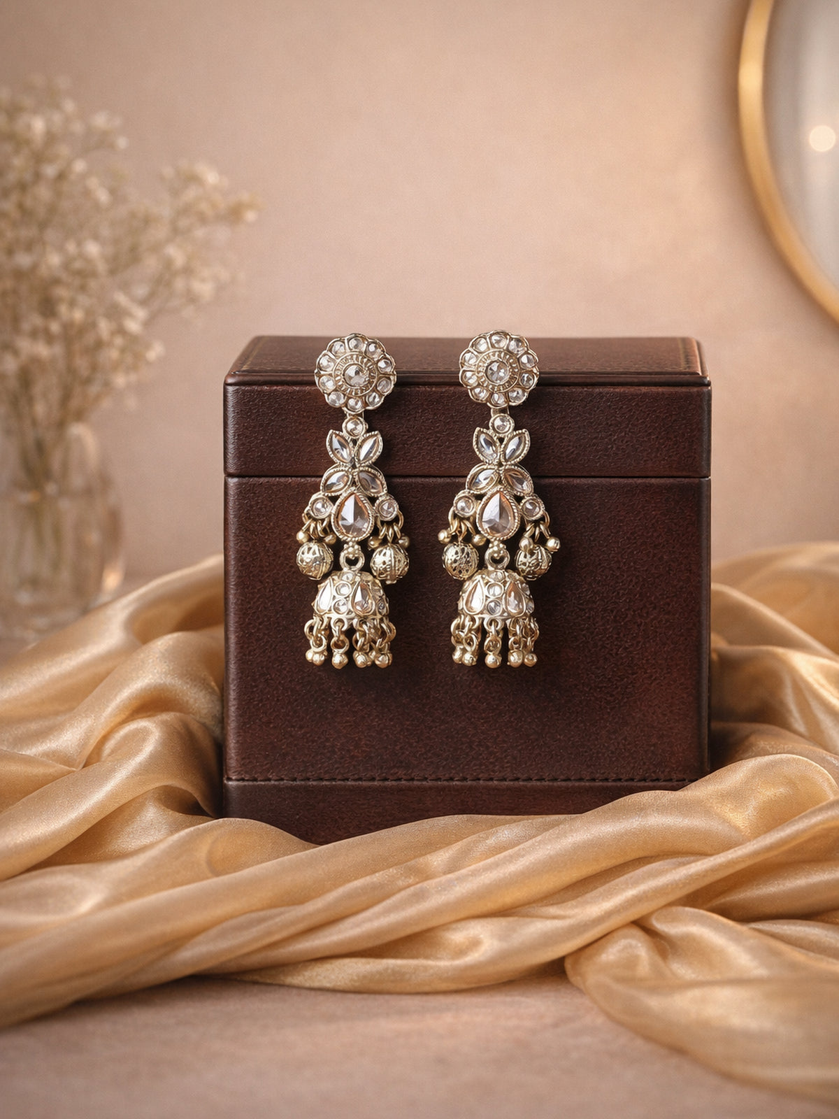 Ayushi Jhumka Earrings in Antique Gold