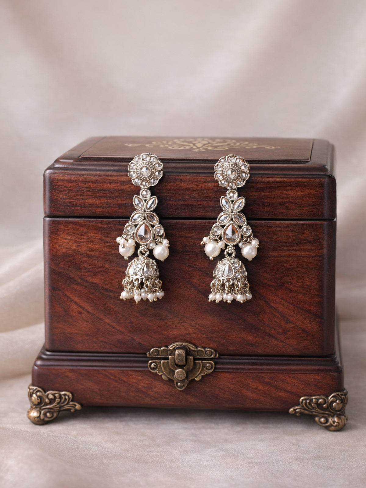 Ayushi Jhumka Earrings in Champagne