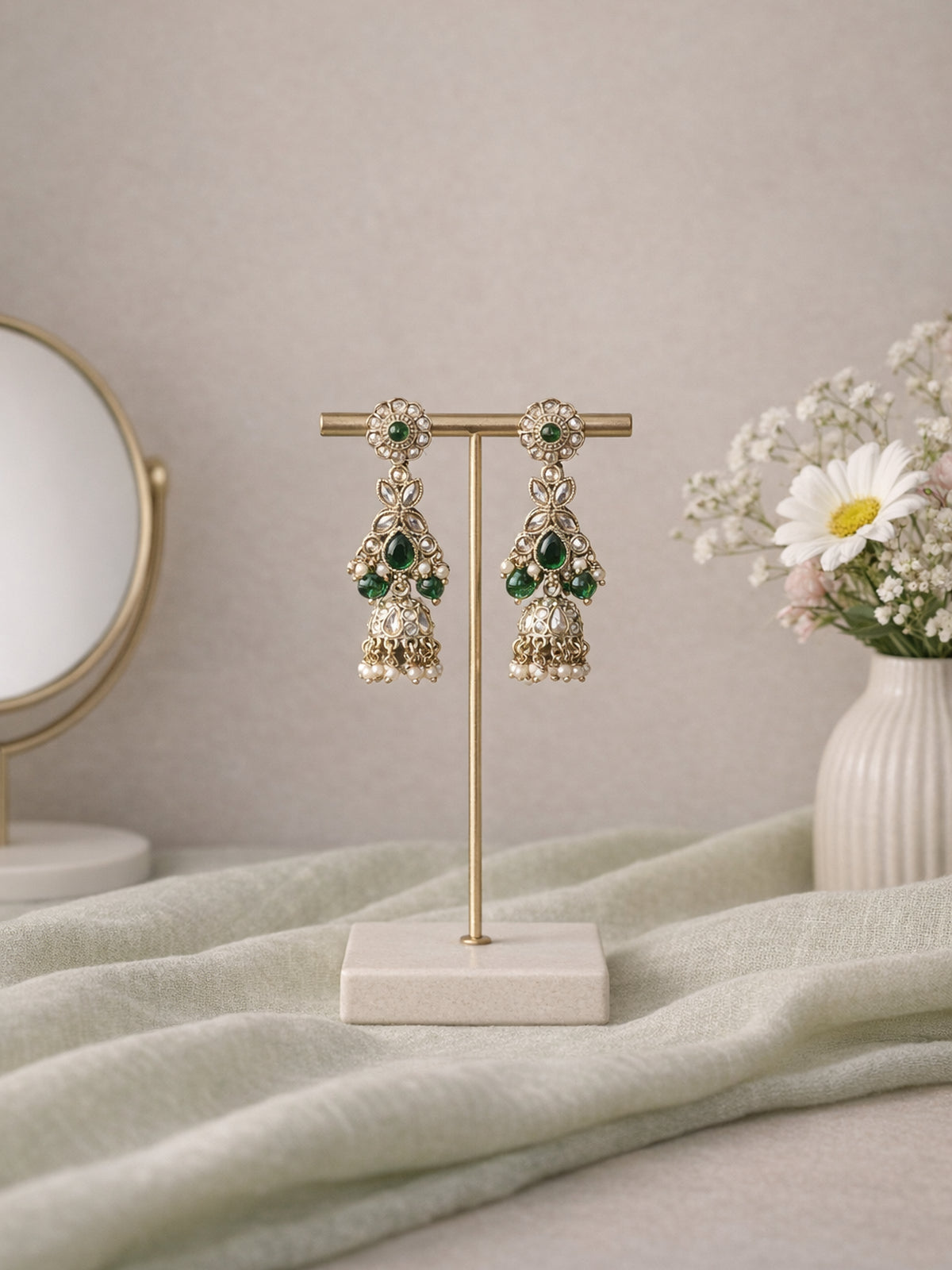 Ayushi Jhumka Earrings in Green