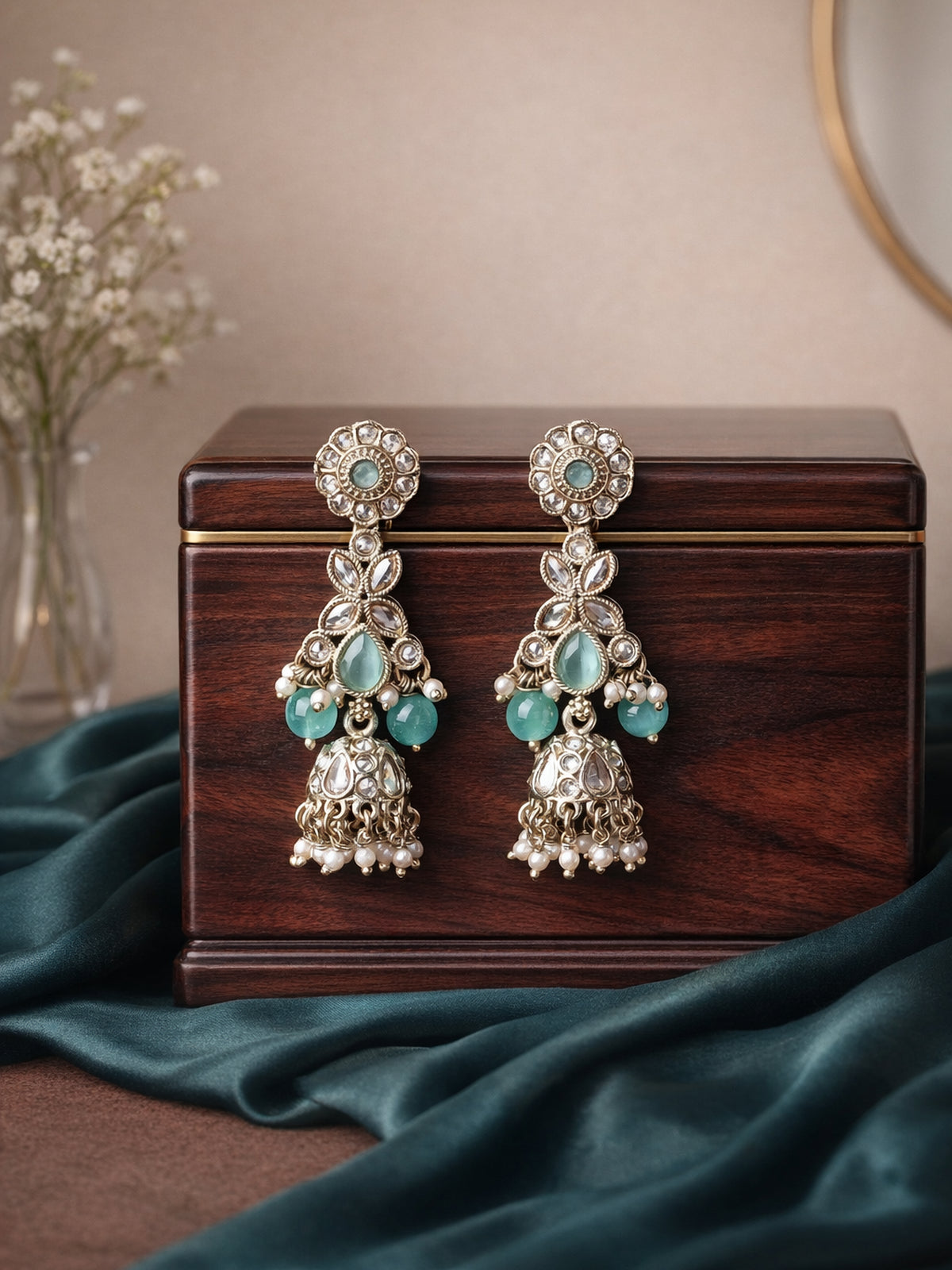 Ayushi Jhumka Earrings in Light Blue