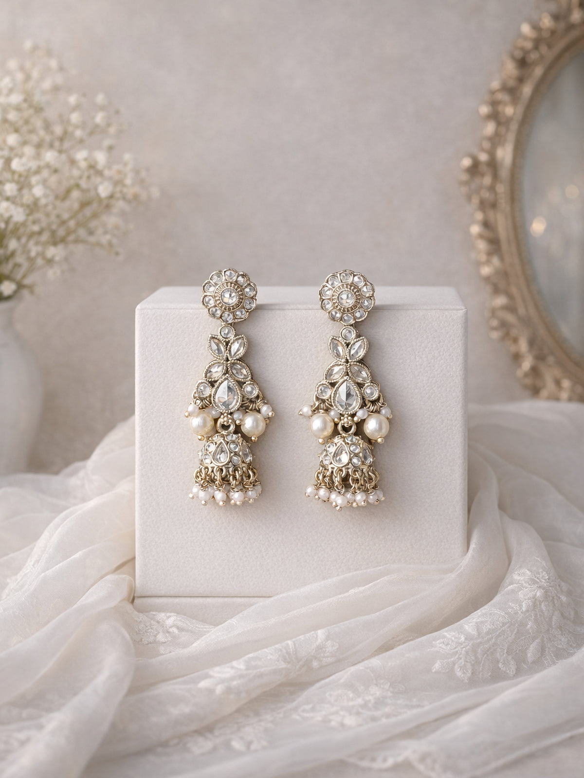 Ayushi Jhumka Earrings in White