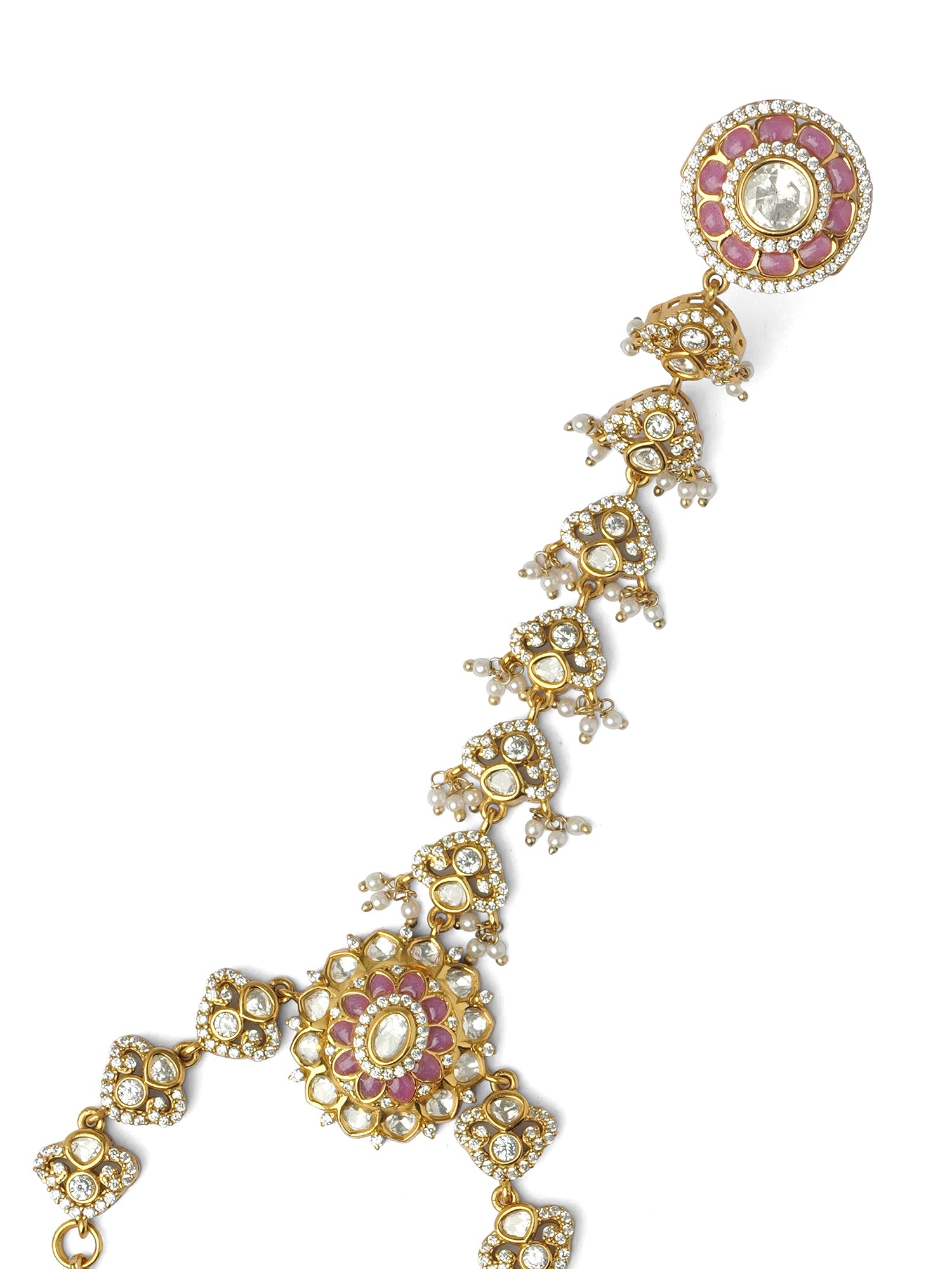 Azeera Kundan Hand Chain in Light Pink