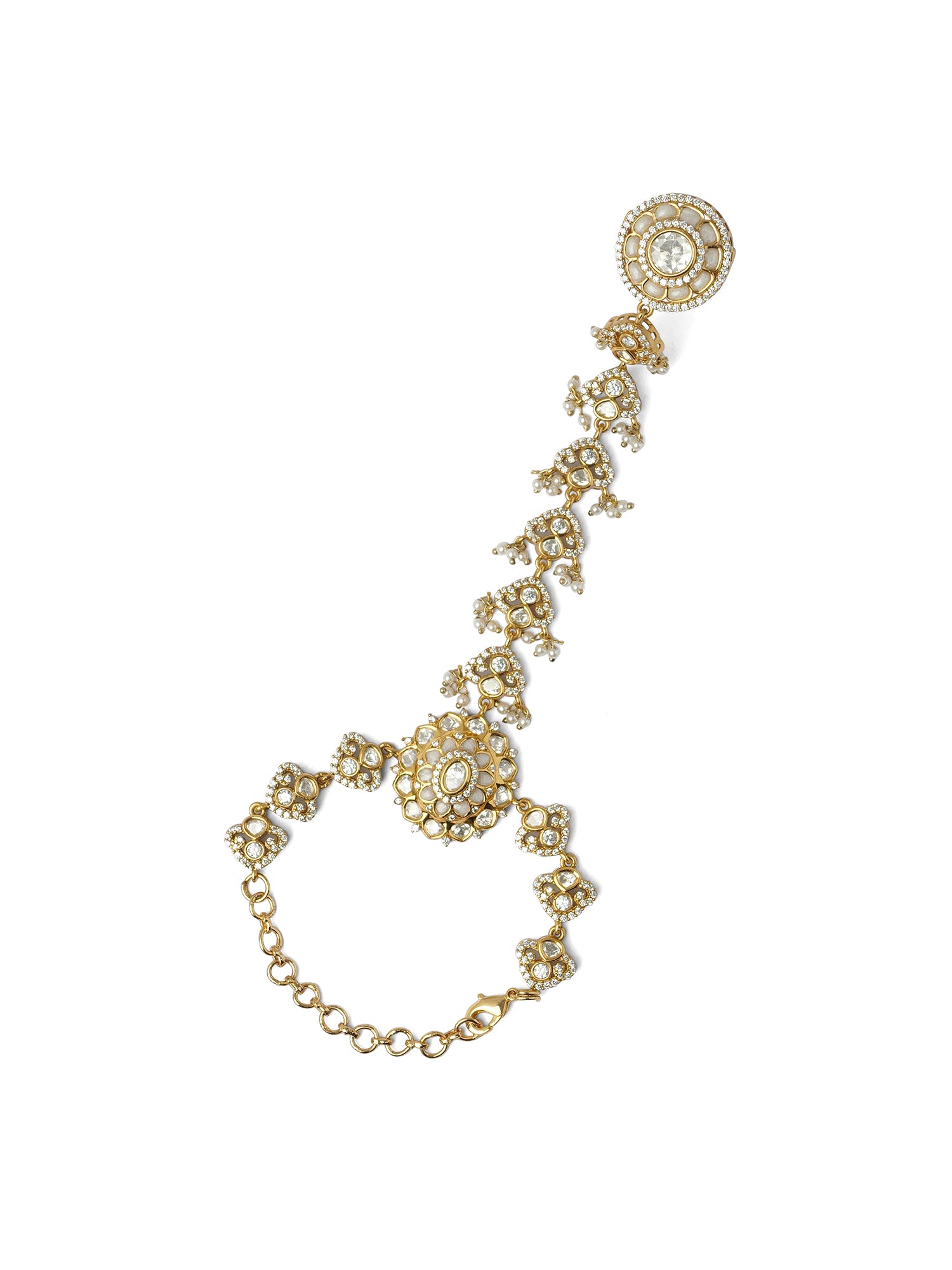 Azeera Kundan Hand Chain in White