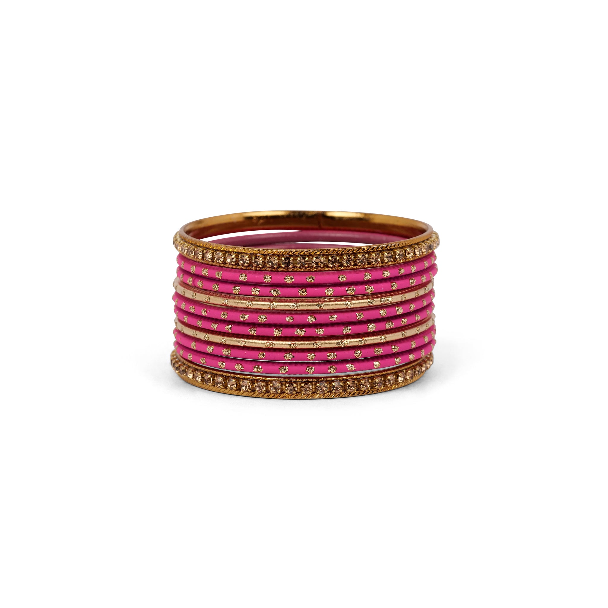 Children's Bangle Set in Hot Pink and Antique Gold