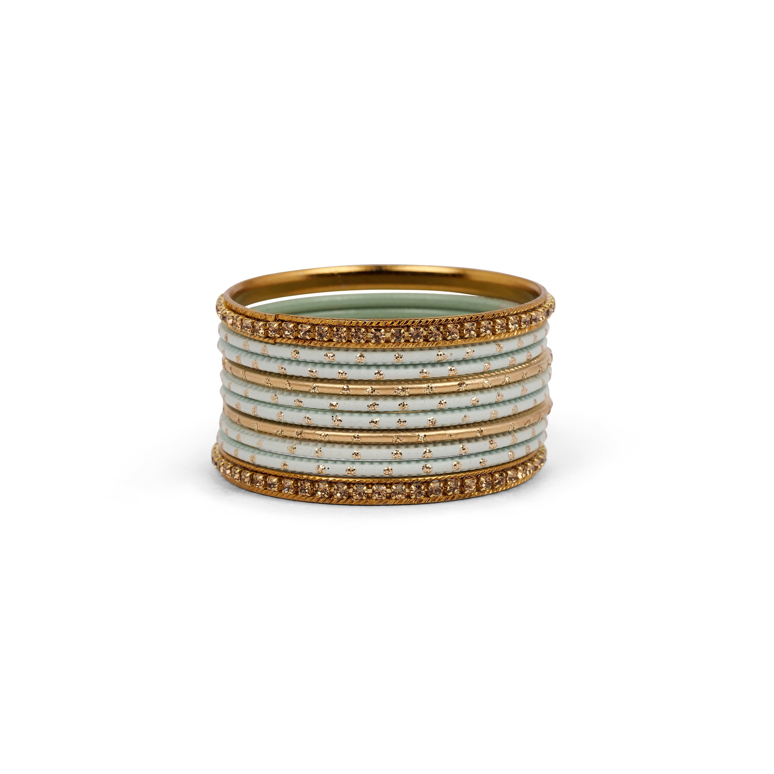 Children's Bangle Set in Mint and Antique Gold