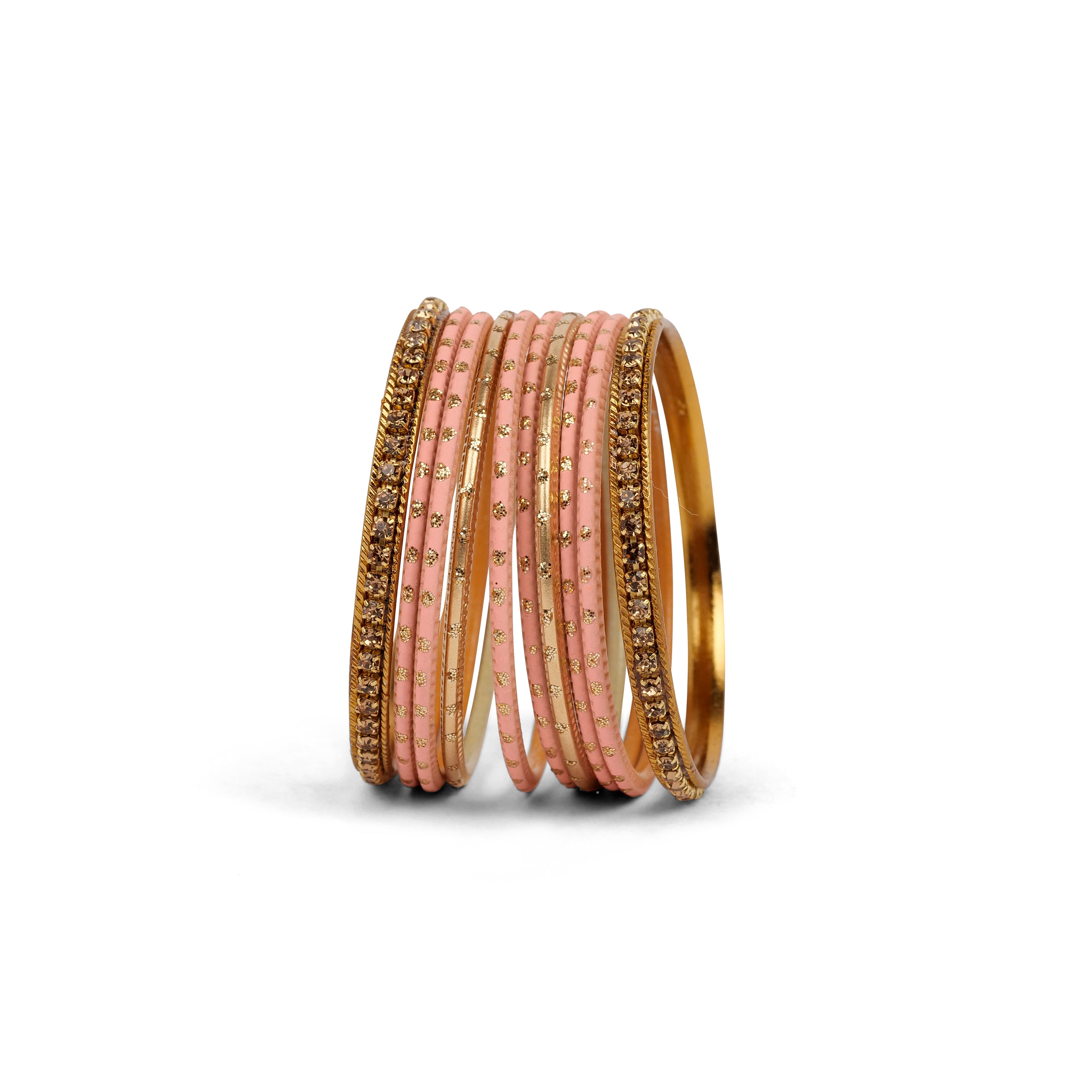Children's Bangle Set in Peach and Antique Gold