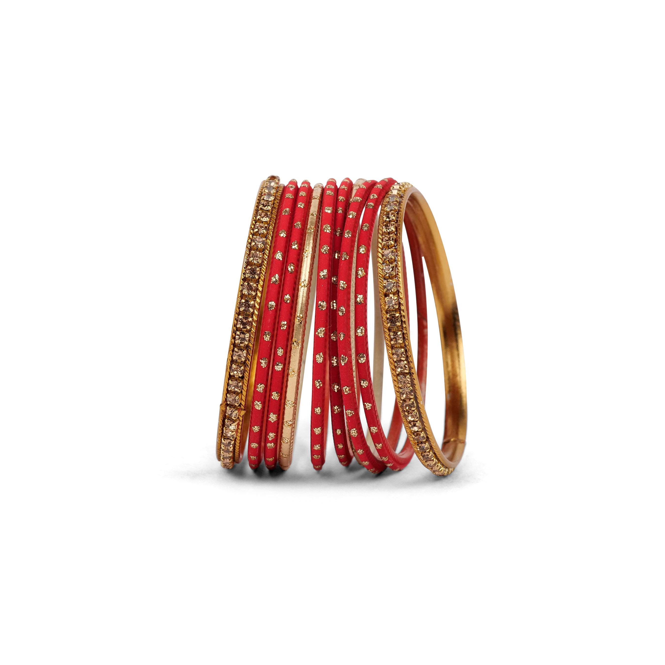 Children's Bangle Set in Red and Antique Gold