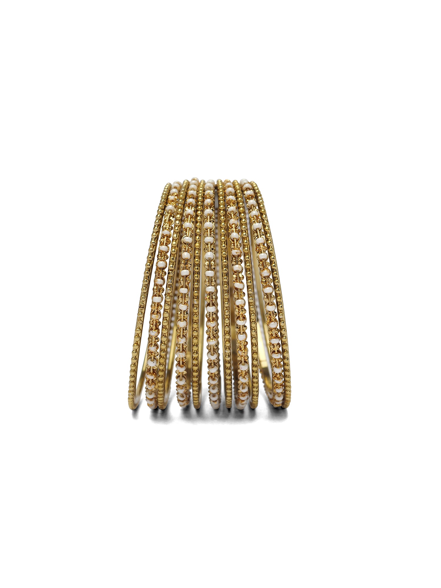 Damini Bangle Set in Pearl and Antique Gold