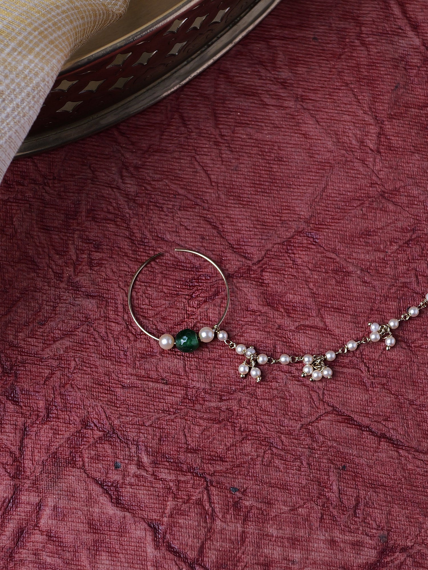 Beaded 1 Inch Bridal Nose Ring in Green