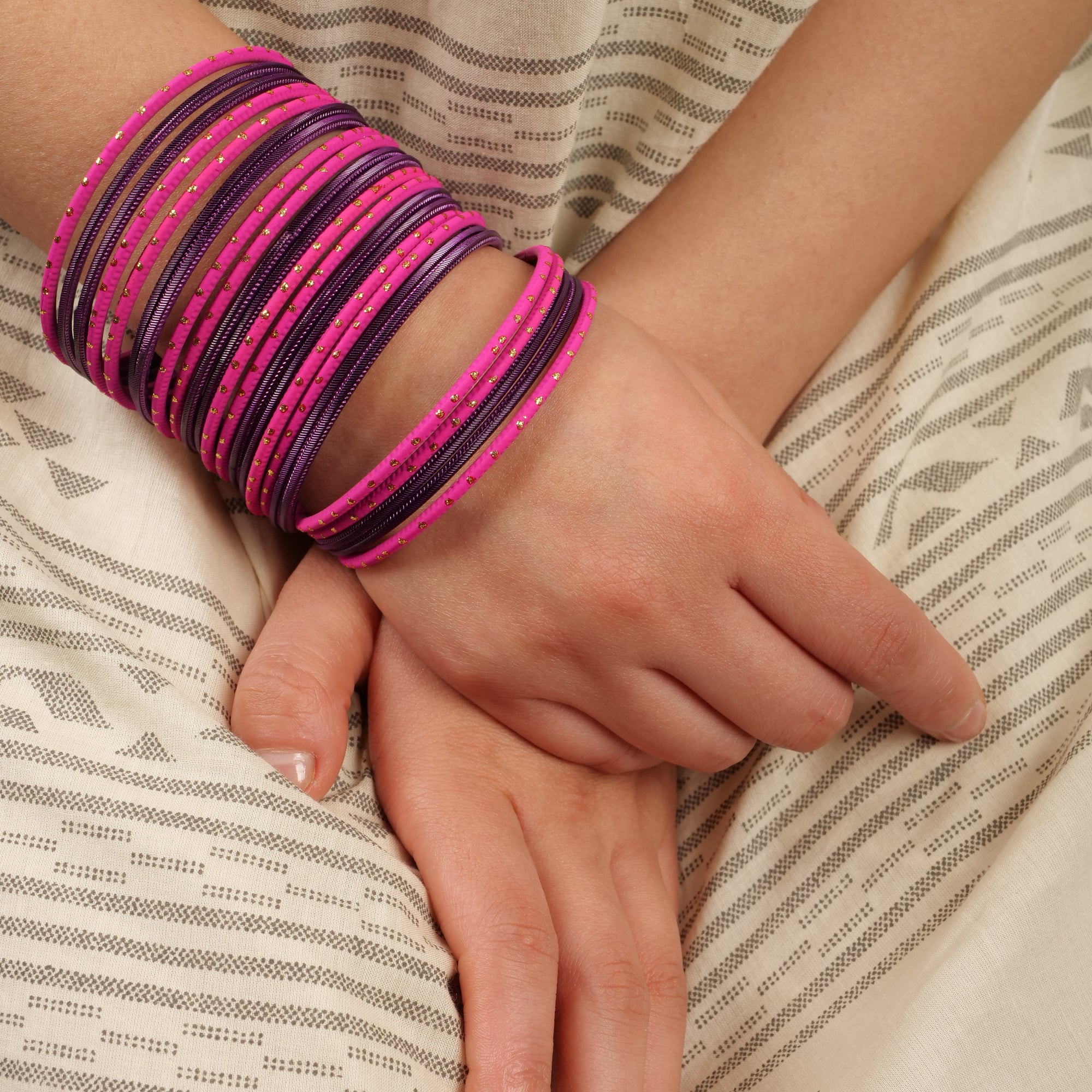 Berry Pink and Purple Bangle Stack