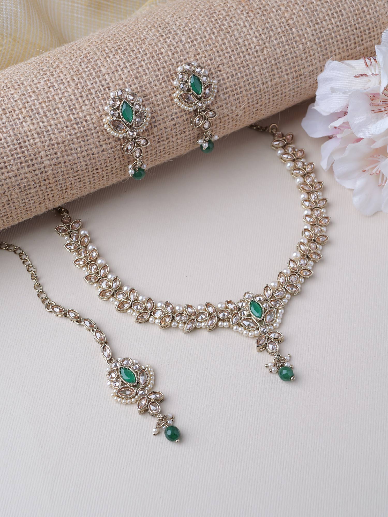 Bhavini Necklace Set in Green