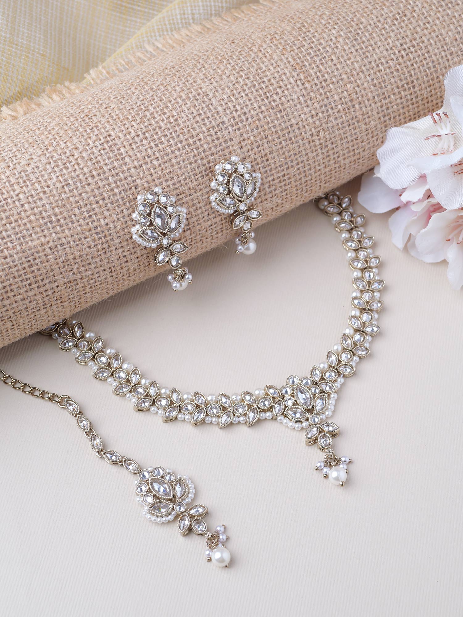 Bhavini Necklace Set in White