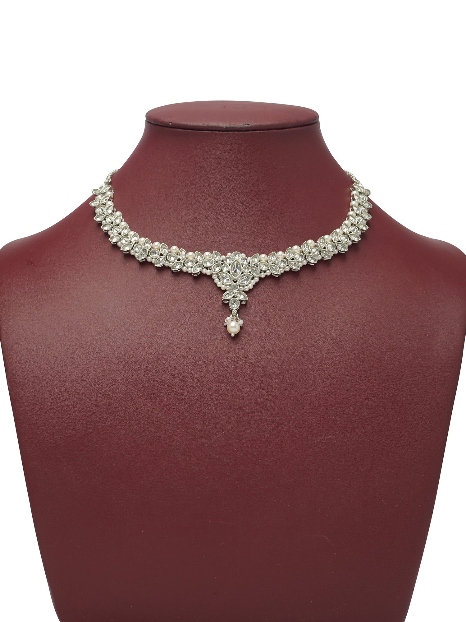 Bhavini Necklace Set in Rhodium