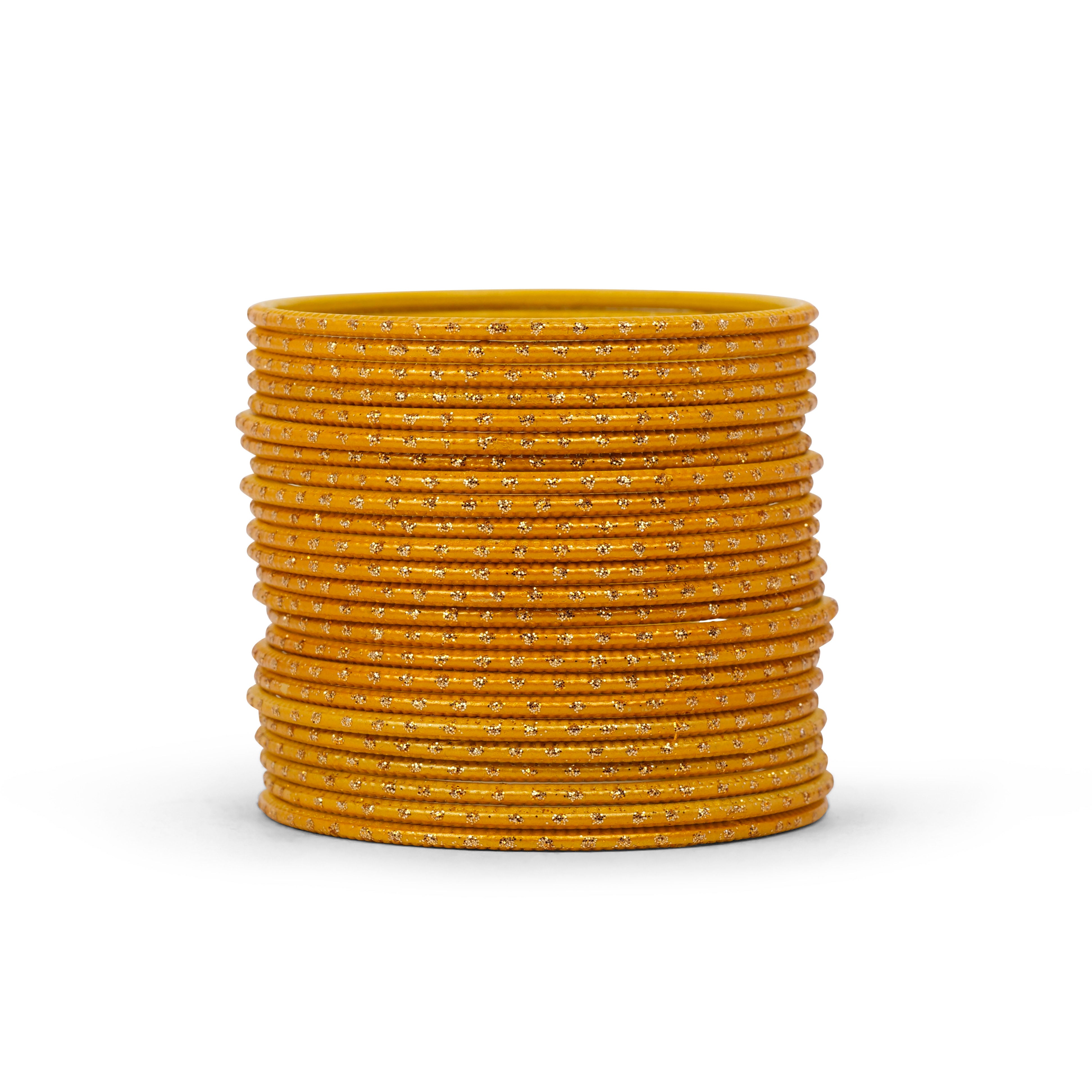 Mustard Gloss Glitter Dot Bangles