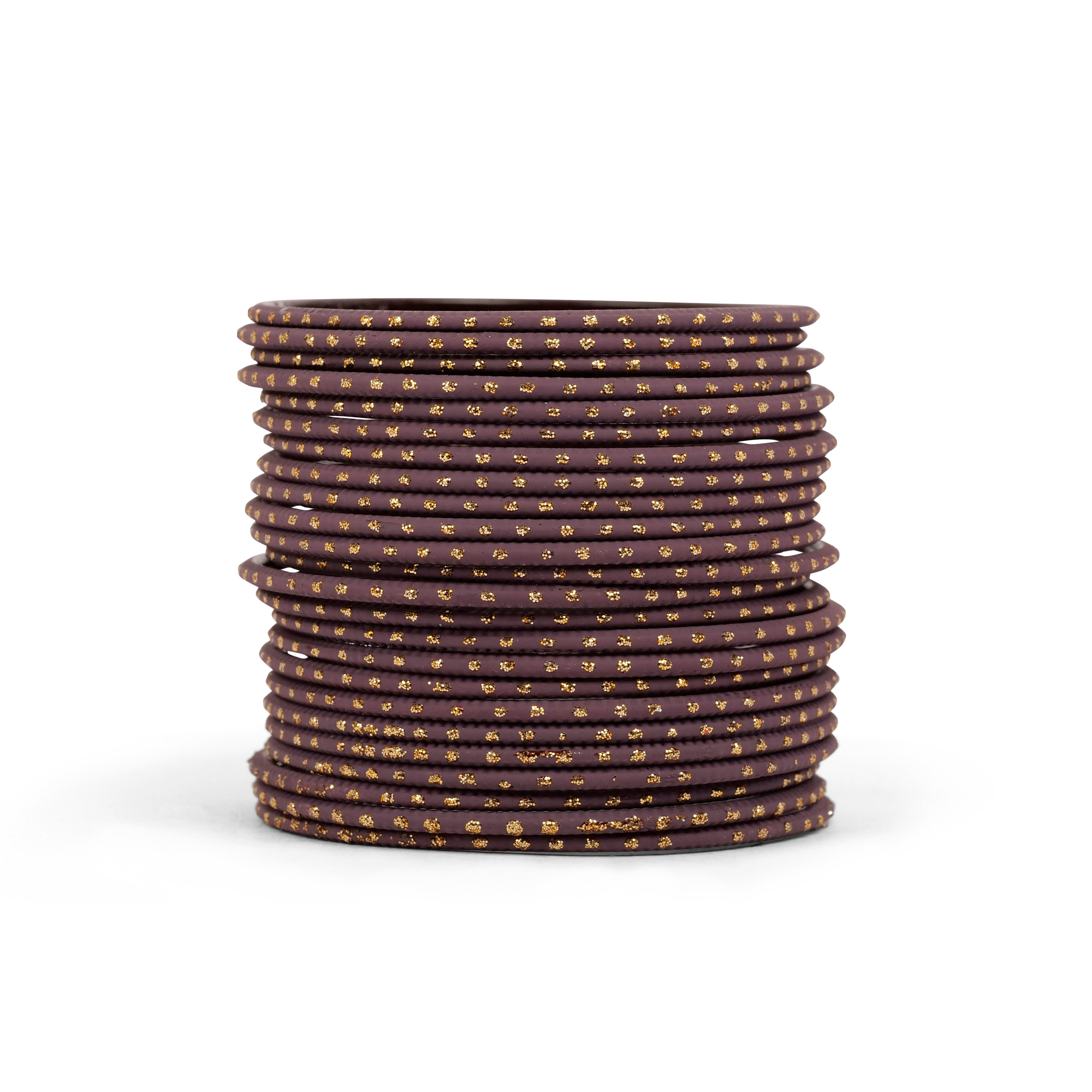 Mauve Gold Dotted Bangles