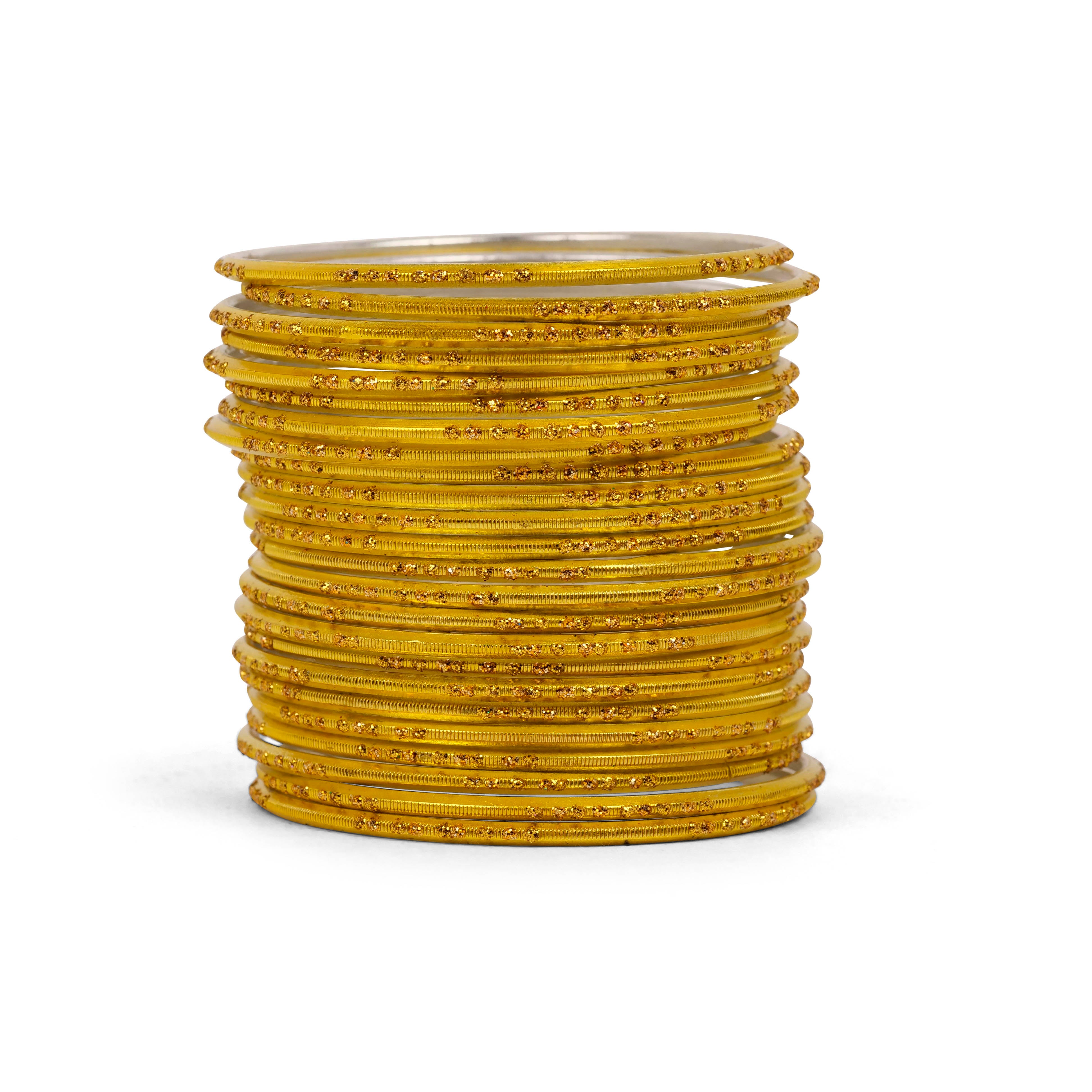 Mustard Glitter Etched Bangles