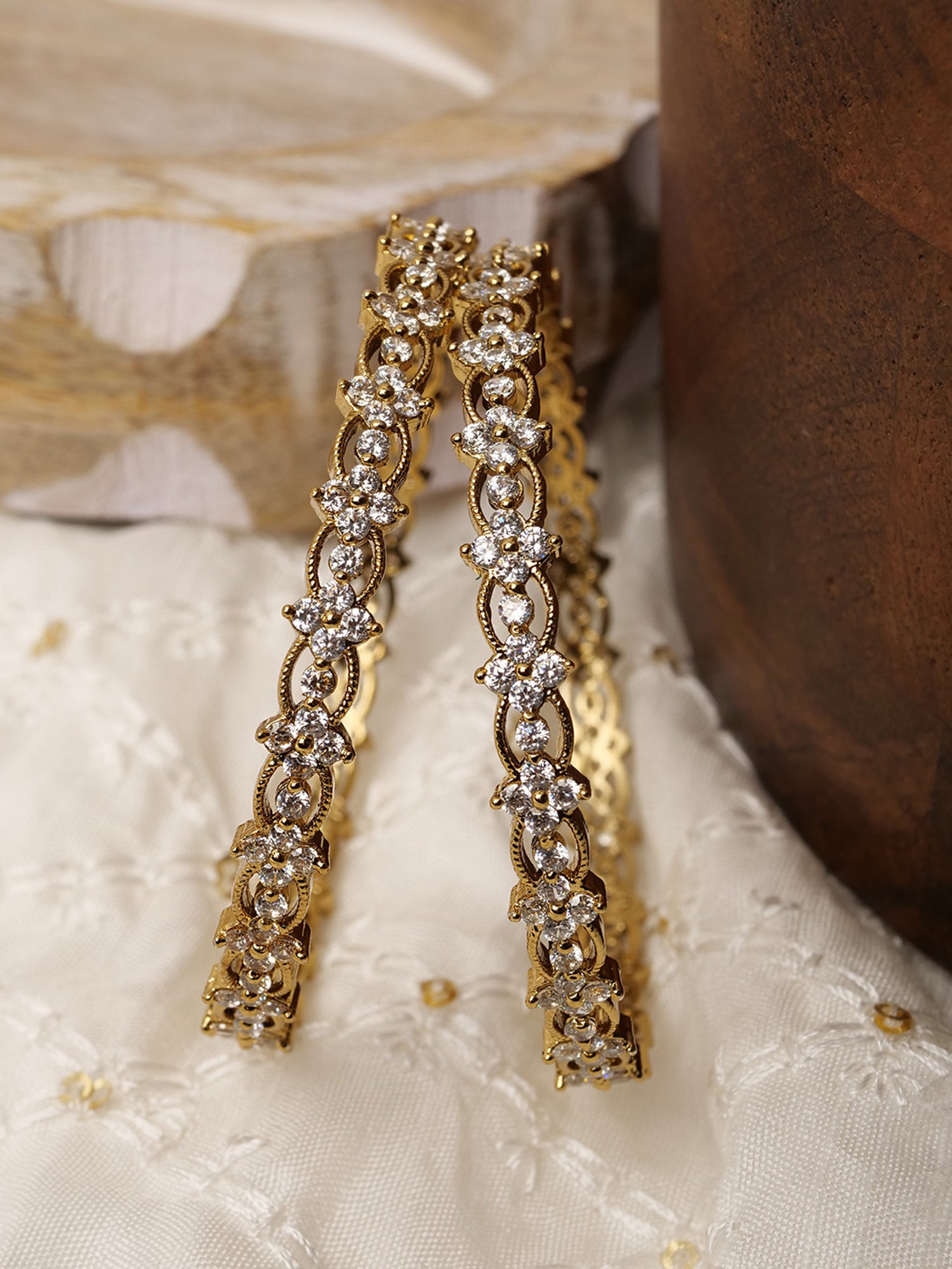 Ishani Cubic Zirconia Bangles in White