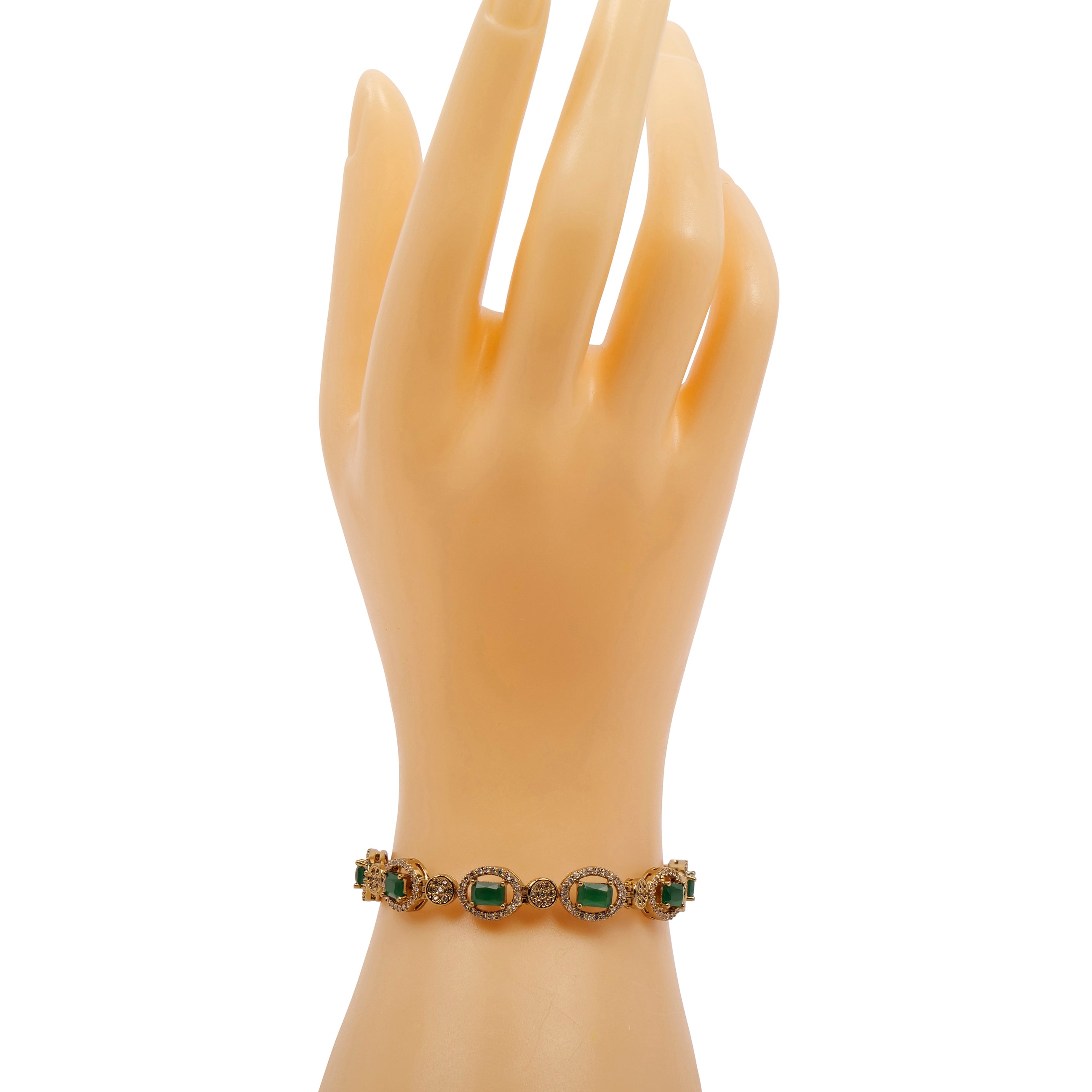 Green Halo Cubic Zirconia Bracelet