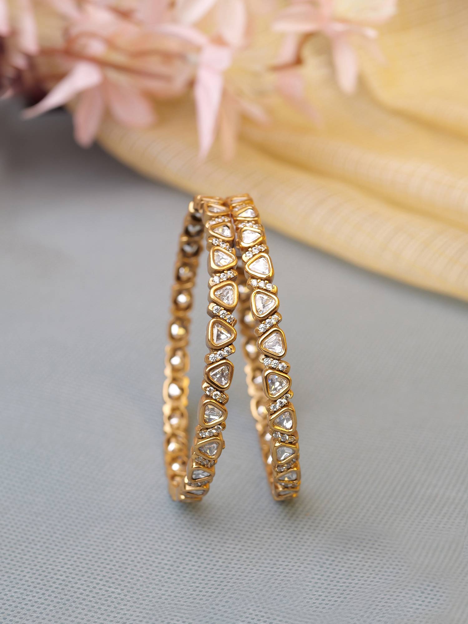 Charvi Kundan Bangles in White