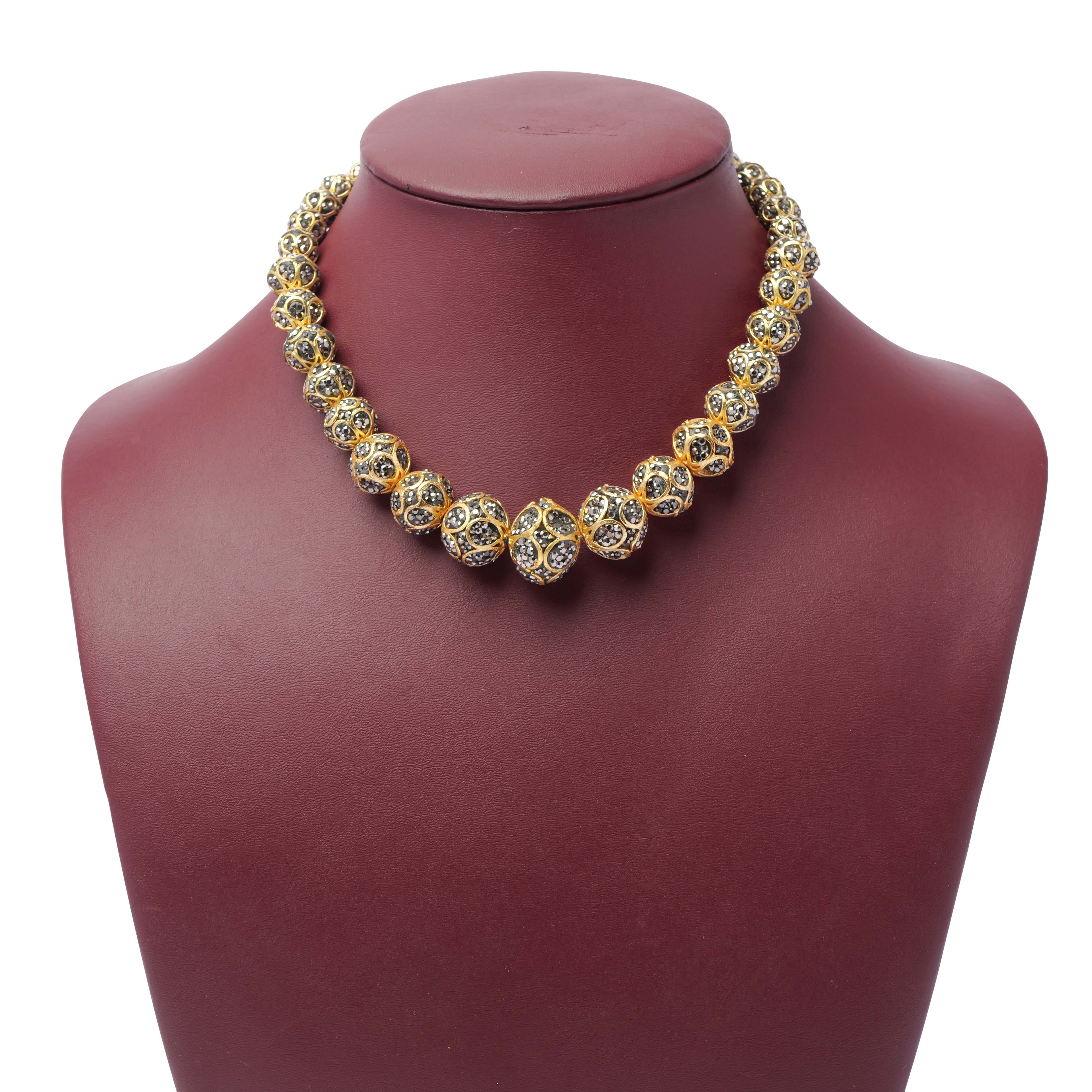 Chunky Diamante Necklace Set in Gold