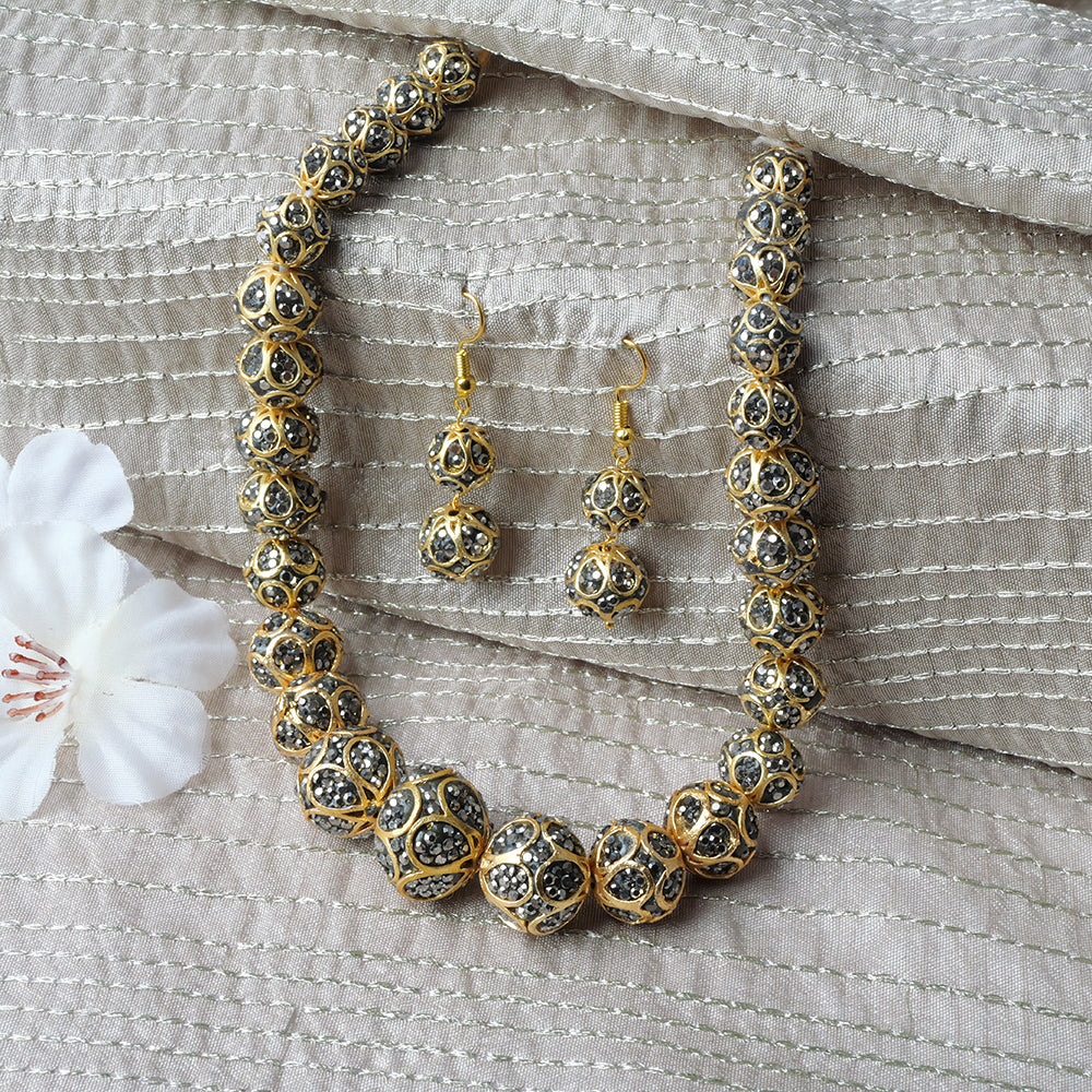 Chunky Diamante Necklace Set in Gold