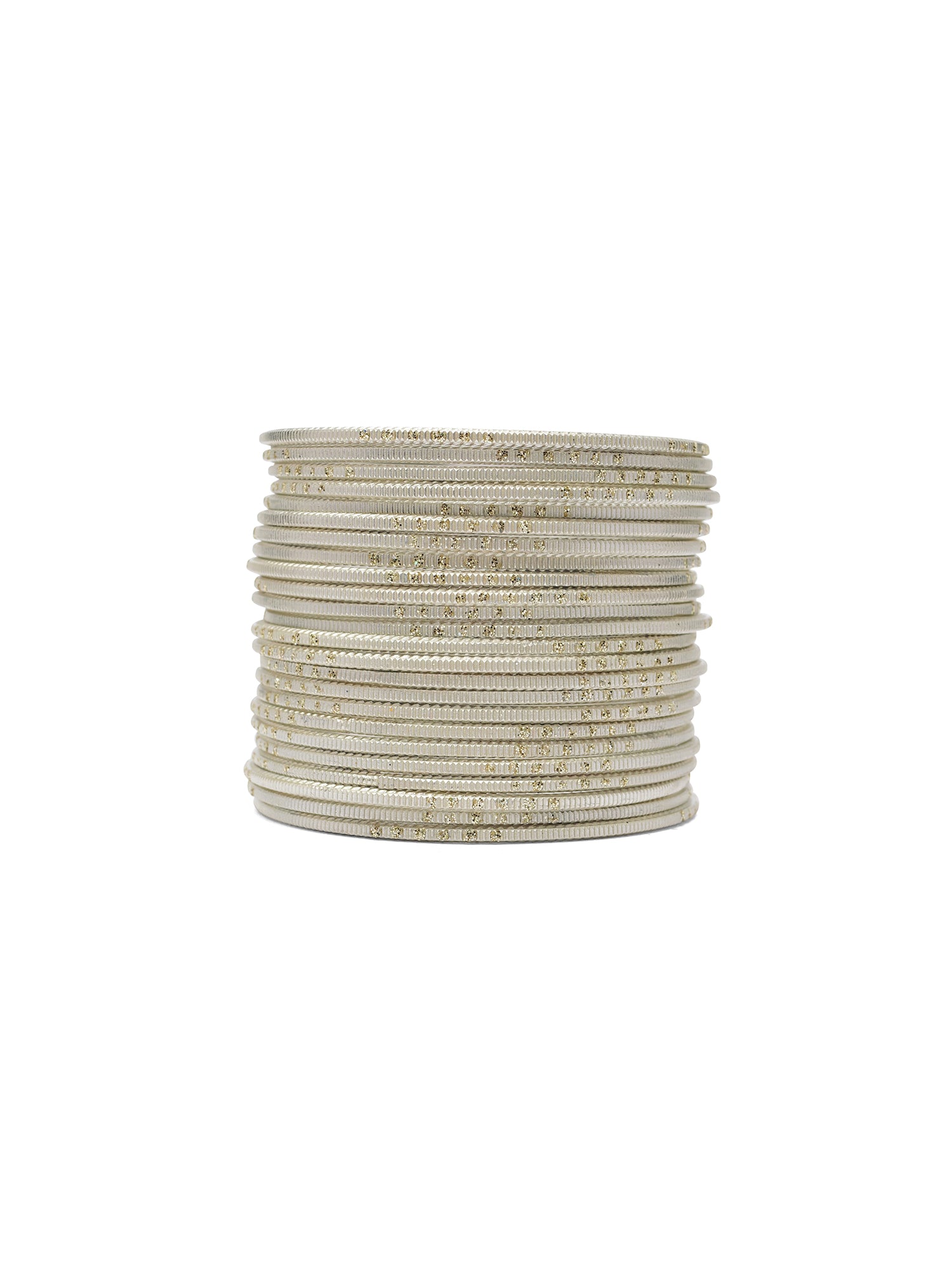 Cream Glitter Etched Bangles