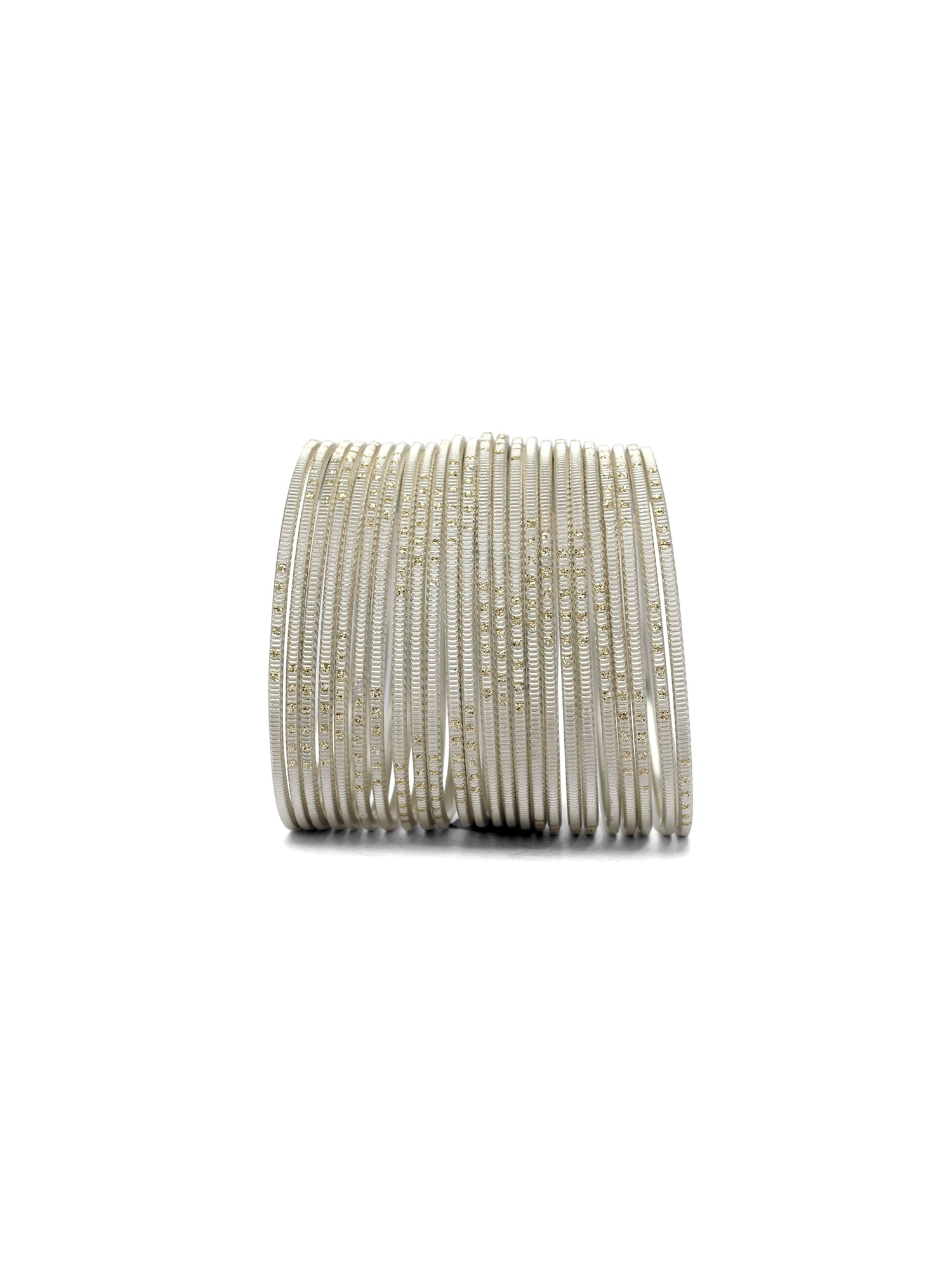 Cream Glitter Etched Bangles