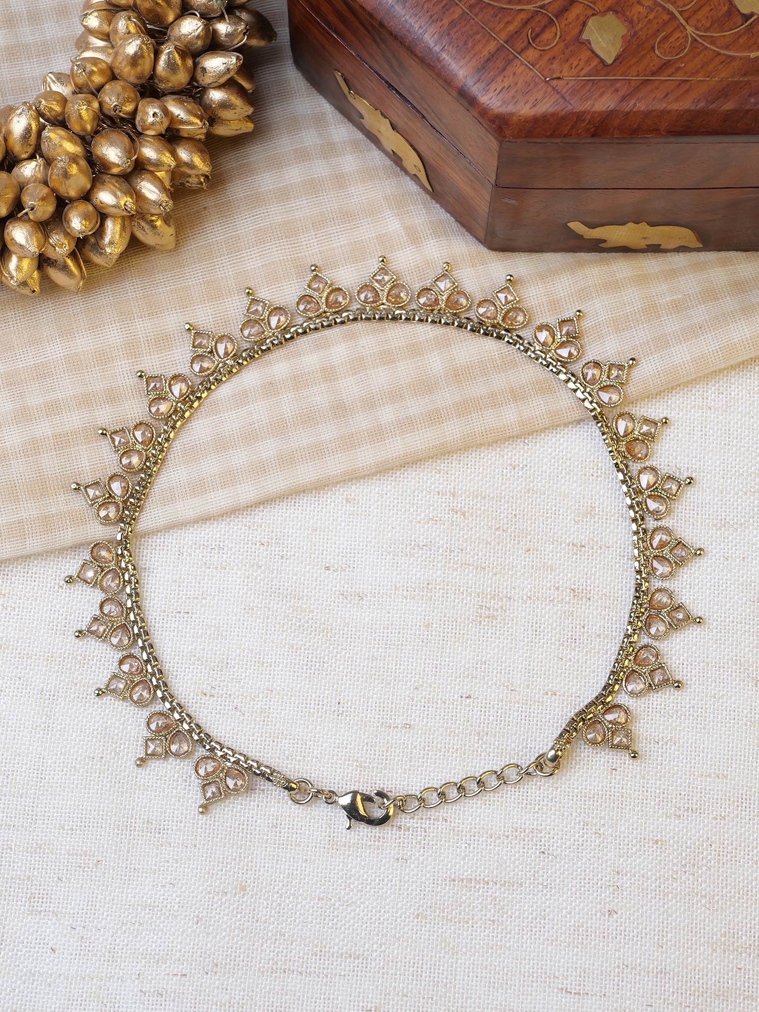 Crystal Anklet in Champagne