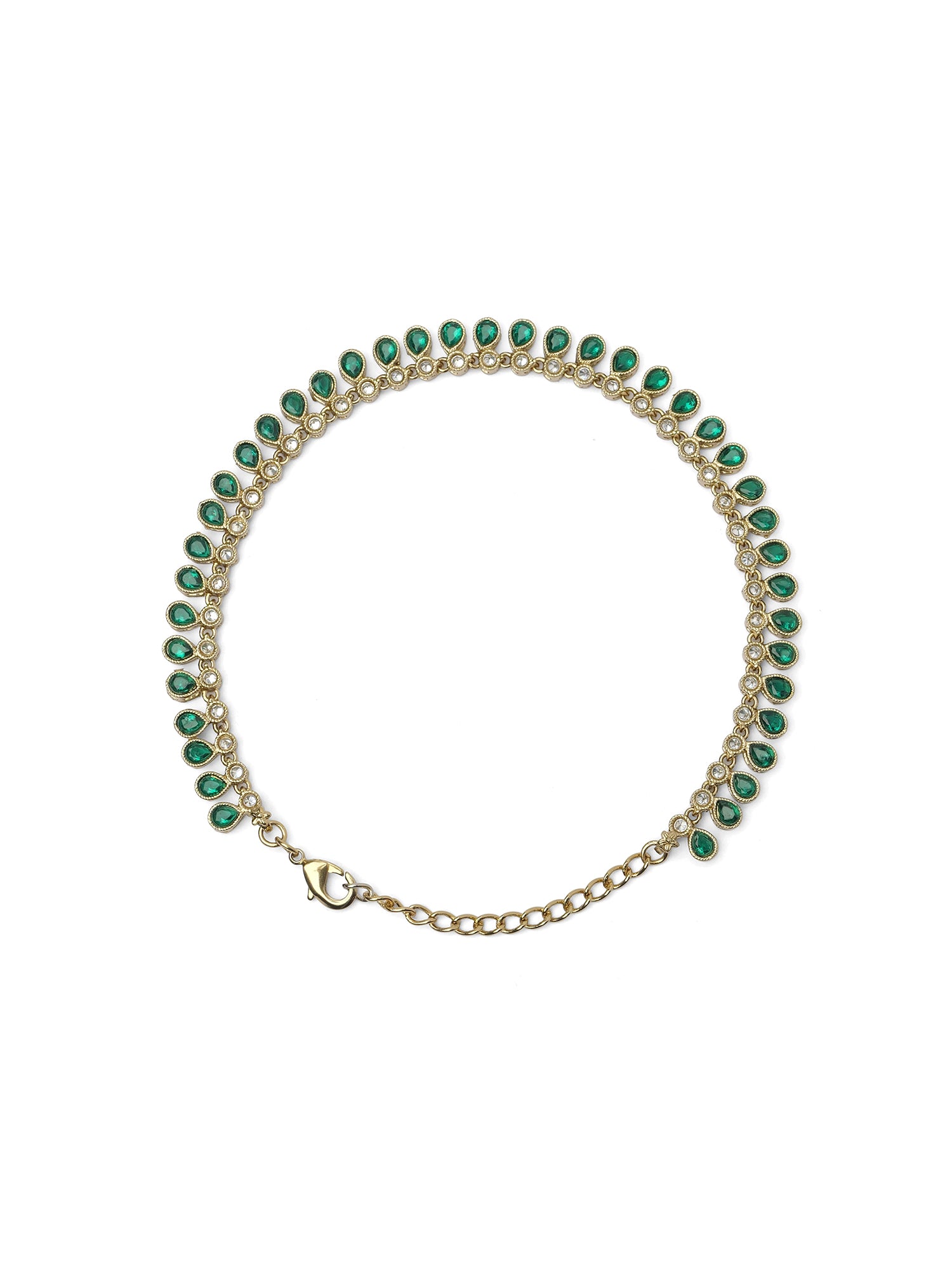 Crystal Drop Anklet in Green
