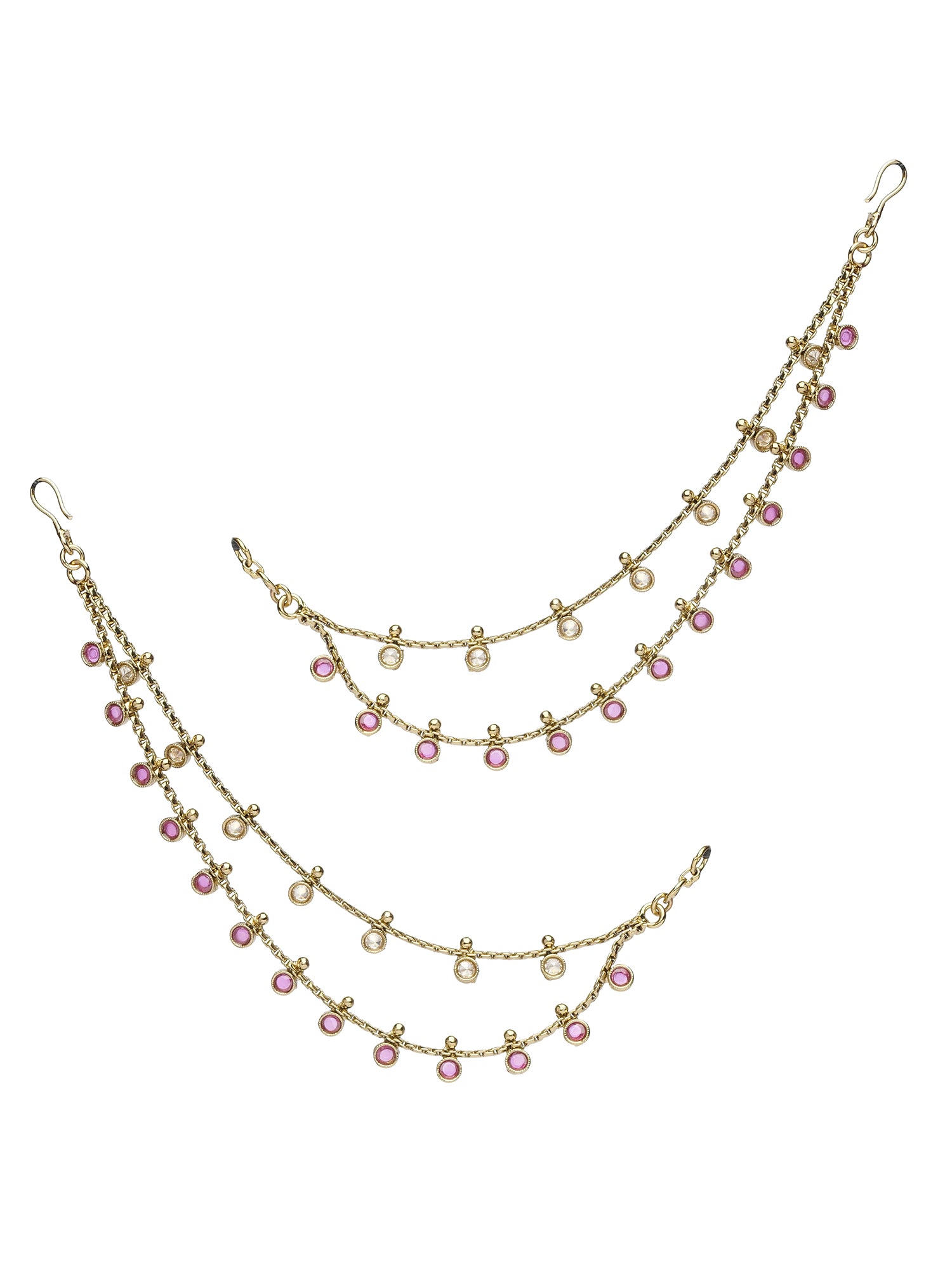 Crystal Ear Chains in Ruby and Champagne