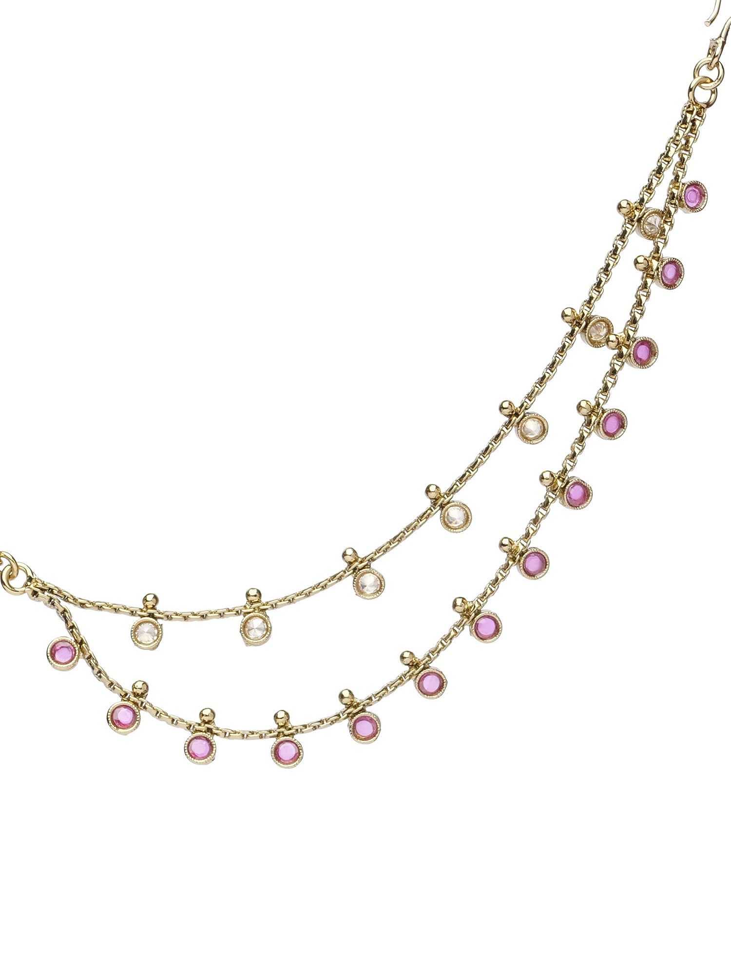 Crystal Ear Chains in Ruby and Champagne