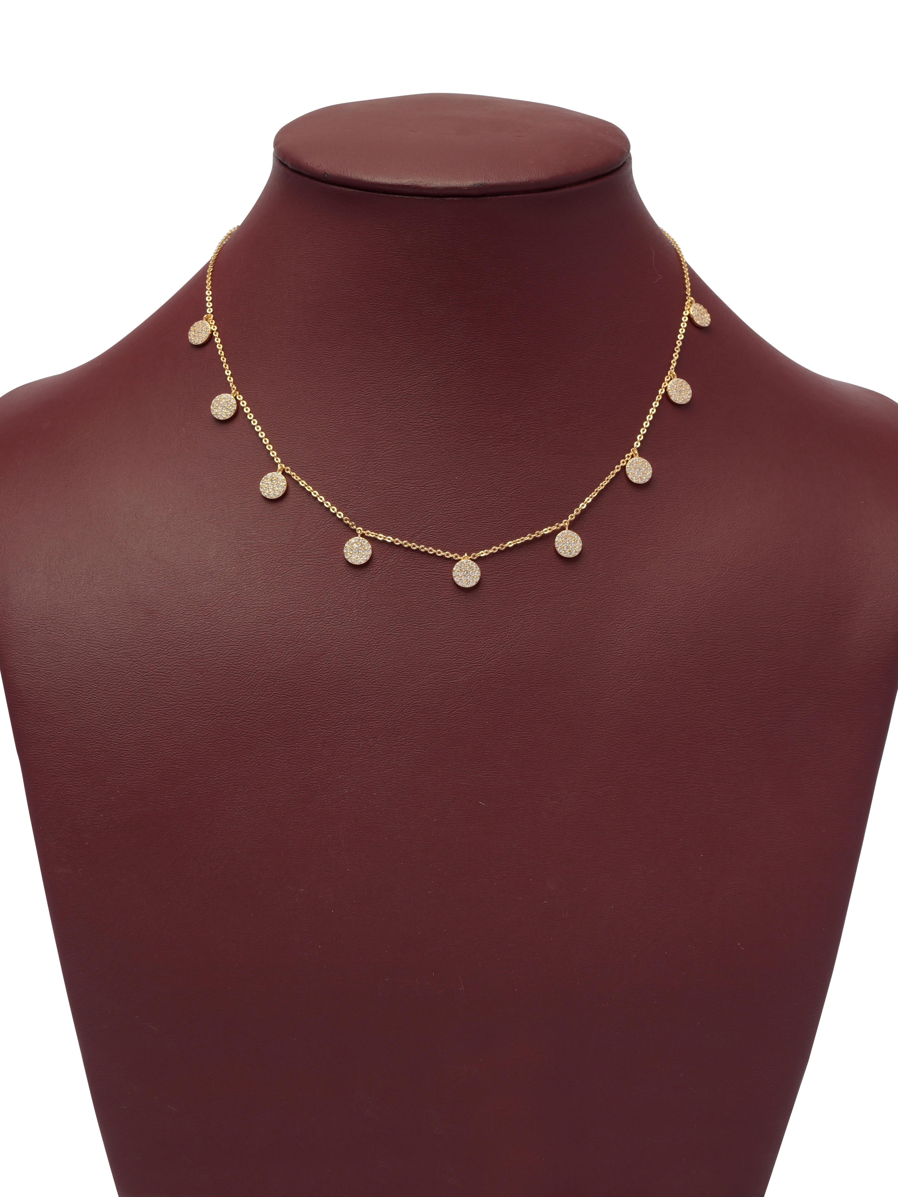 Cubic Zirconia Disc Necklace in Gold